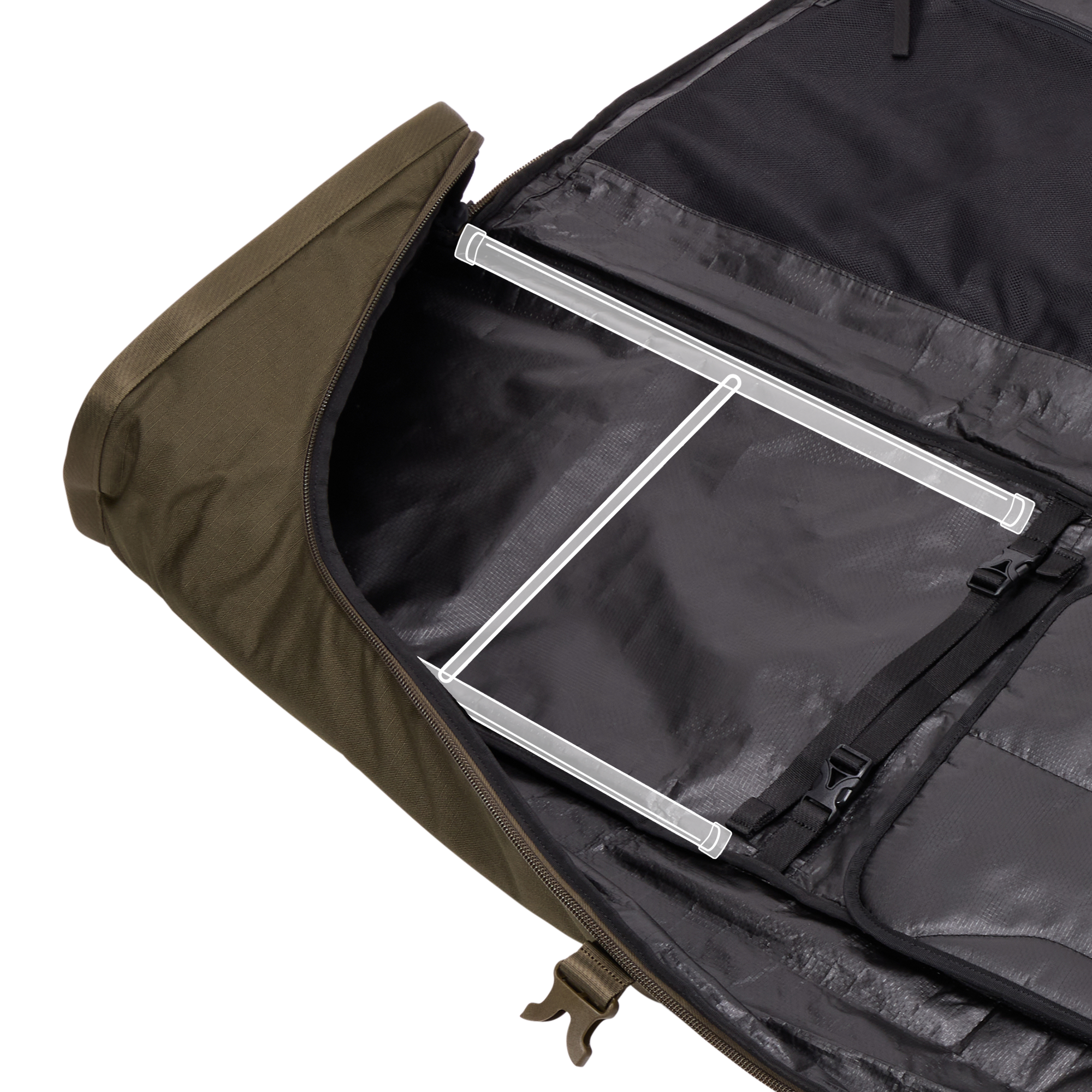 Thule RoundTrip Ski Roller 175cm in Deep Khaki — interior view # color_Deep Khaki