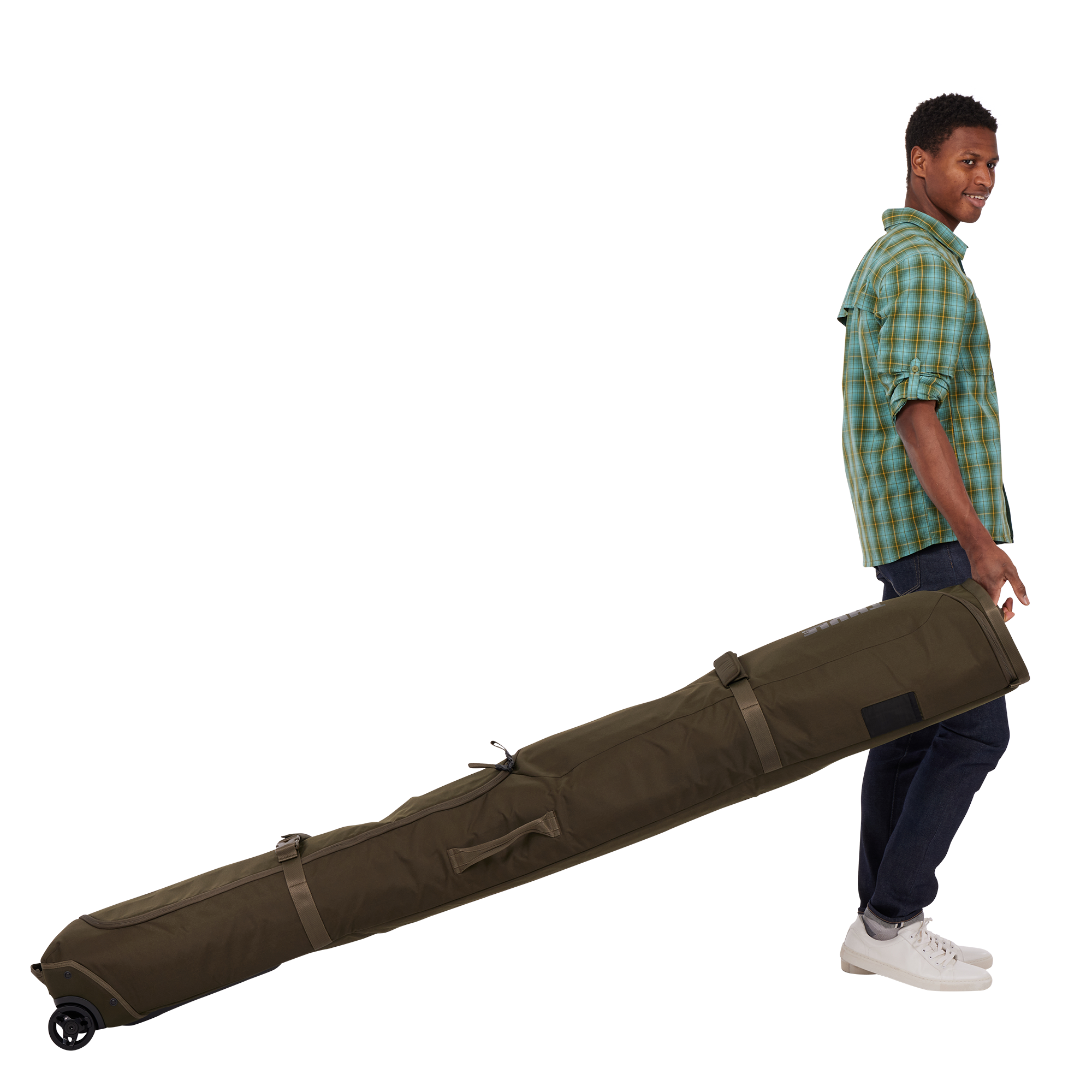 Thule RoundTrip Ski Roller 192cm in Deep Khaki — lifestyle # color_Deep Khaki
