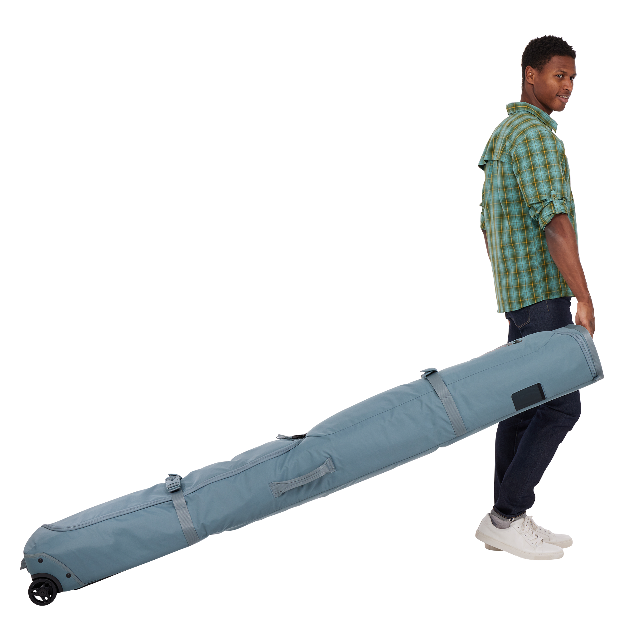 Thule RoundTrip Ski Roller 192cm in Mid Blue — lifestyle # color_Mid Blue