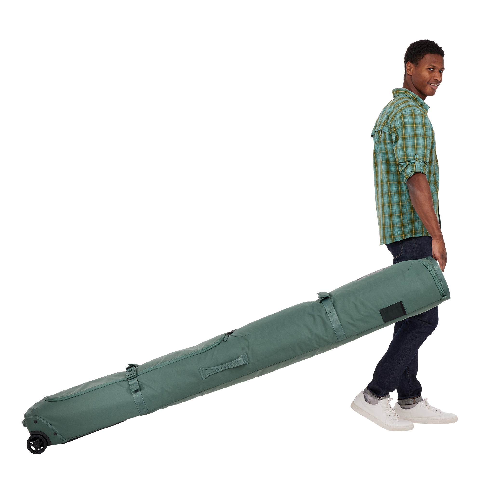 Thule RoundTrip Ski Roller 192cm in Hazy Green — lifestyle # color_Hazy Green