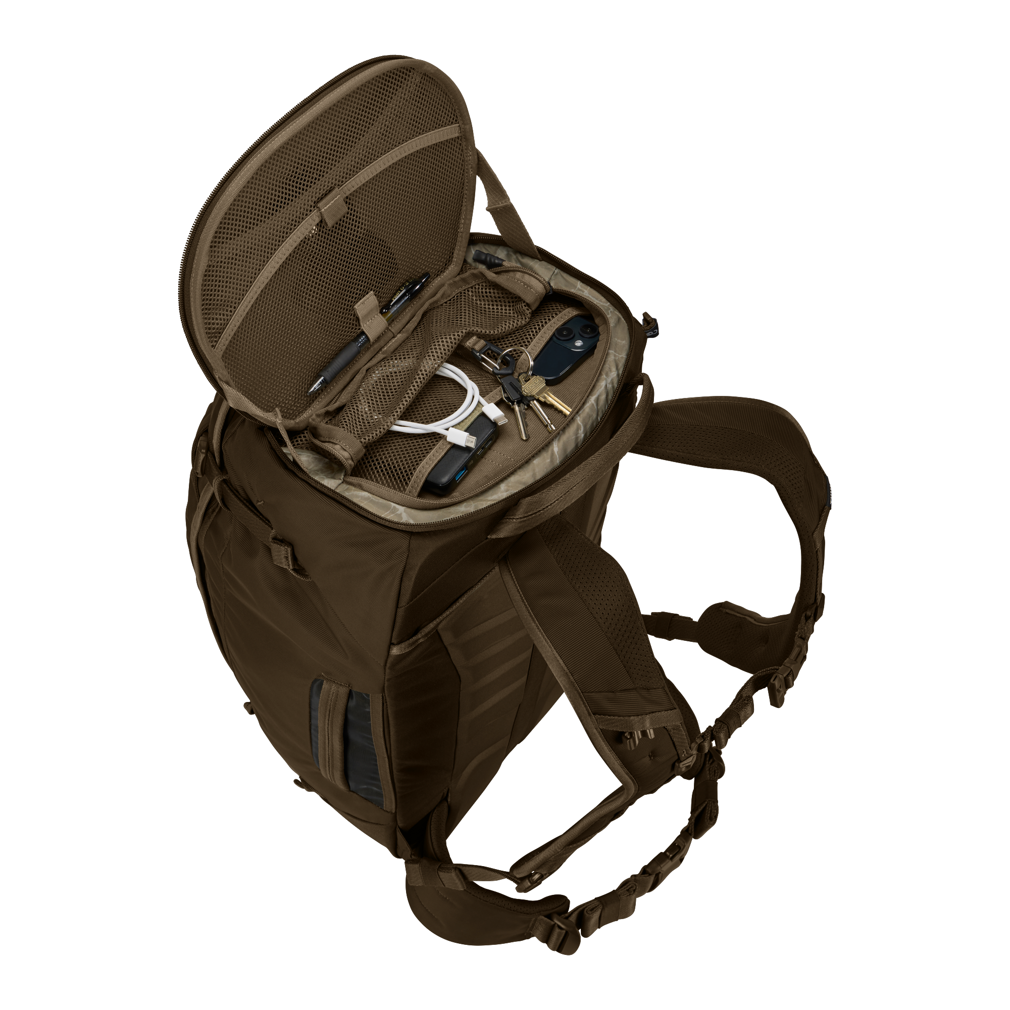 Thule Landmark 60L in Deep Khaki — interior view 2 # color_Deep Khaki