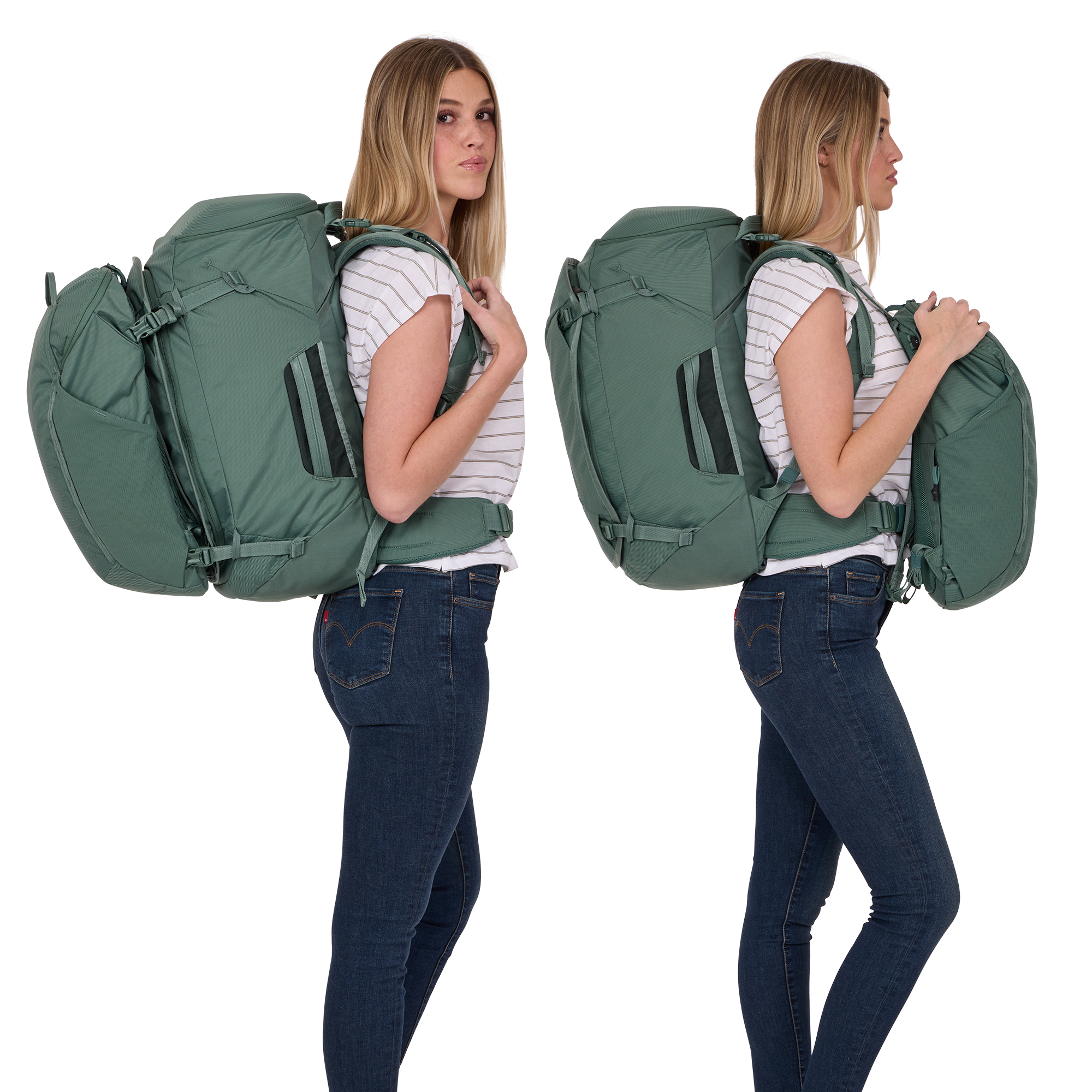 Thule Landmark 60L Women's in Hazy Green — lifestyle # color_Hazy Green