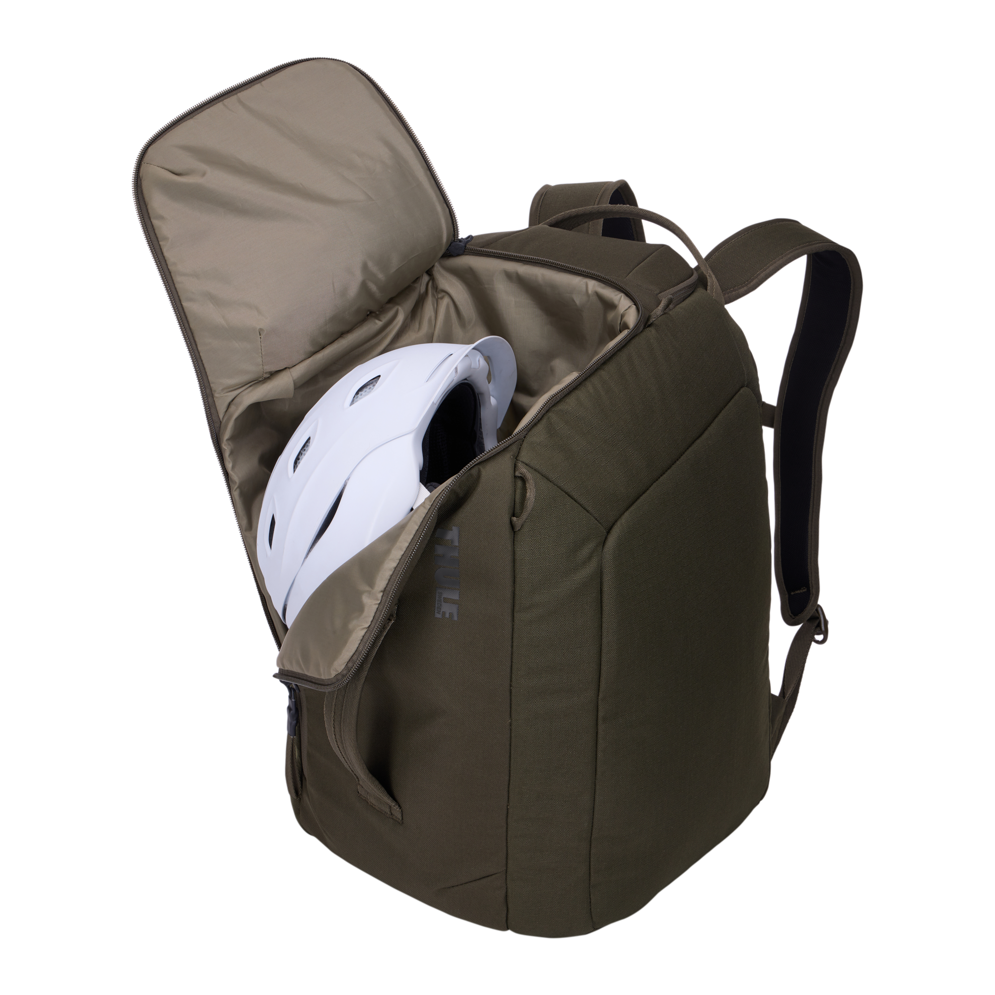 Thule RoundTrip Boot Backpack 45L in Deep Khaki — interior view 2 # color_Deep Khaki