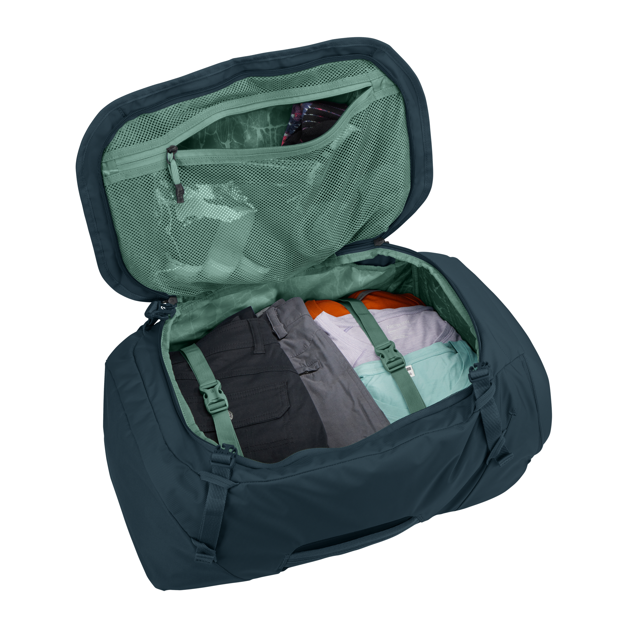 Thule Landmark 60L Women's in Darkest Blue — interior view # color_Darkest Blue