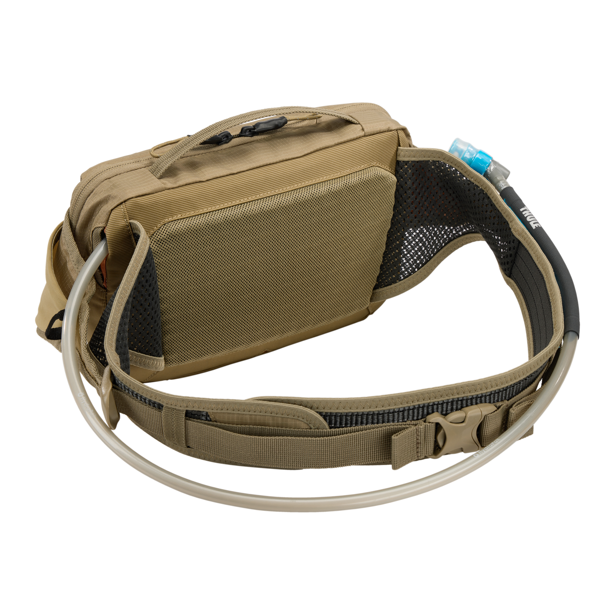 Thule Rail Hydration Hip Pack 4L in Faded Khaki — back view # color_Faded Khaki