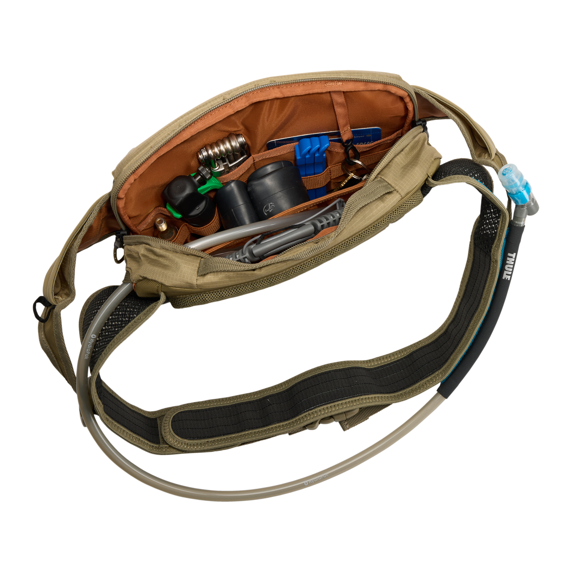 Thule Rail Hydration Hip Pack 4L in Faded Khaki — interior view # color_Faded Khaki