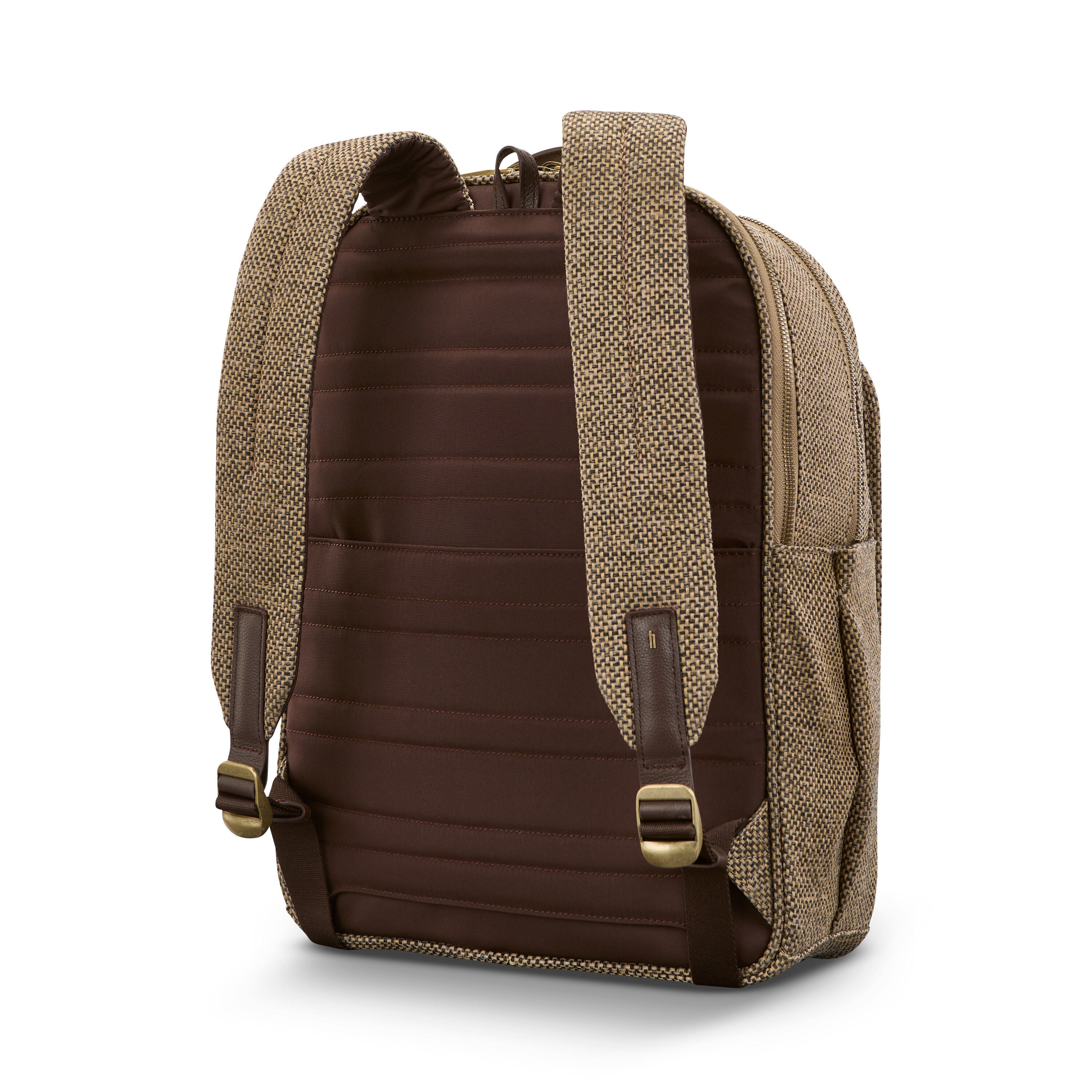 Hartmann Tweed Travel Backpack in Tweed/Natural Leather — back view
