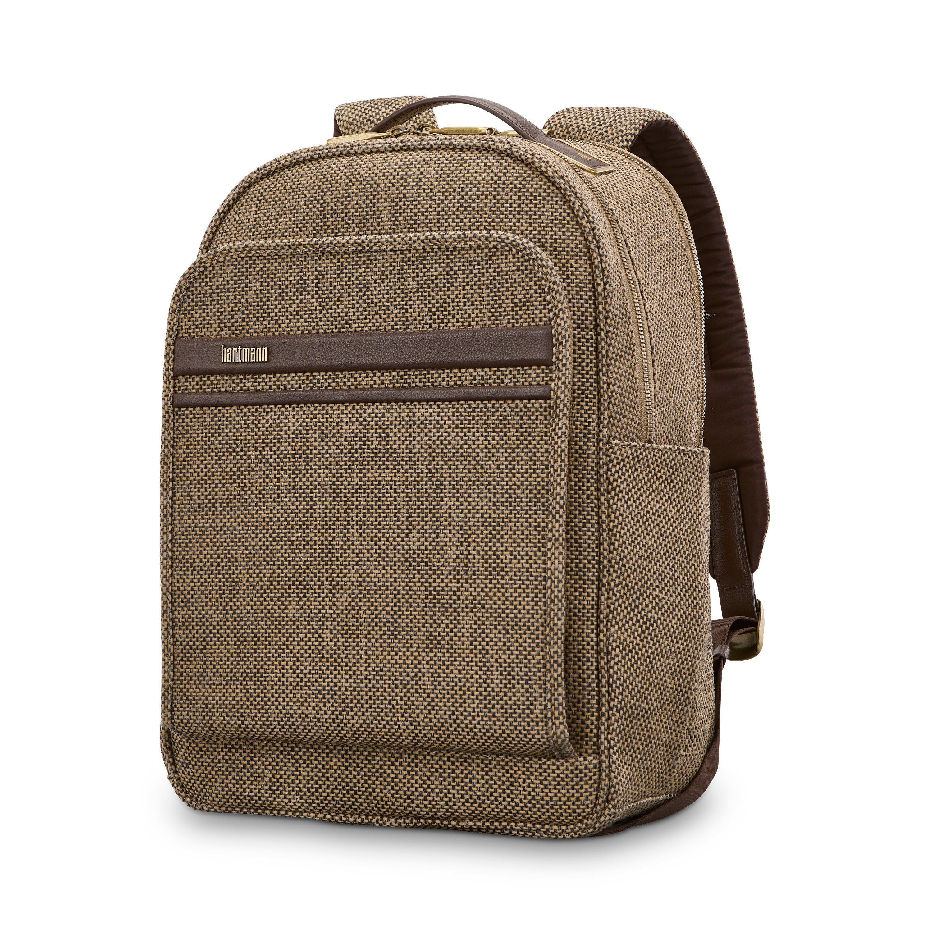 Hartmann Tweed Travel Backpack in Tweed/Natural Leather — front view