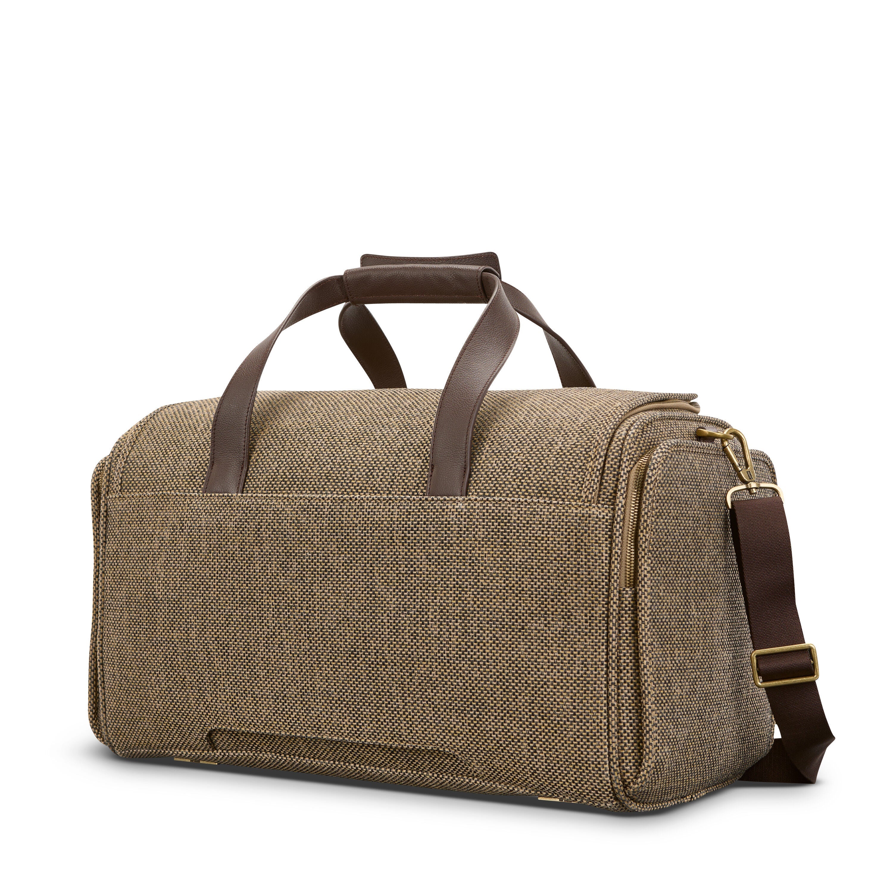 Hartmann Tweed Travel Duffel in Tweed/Natural Leather — back view