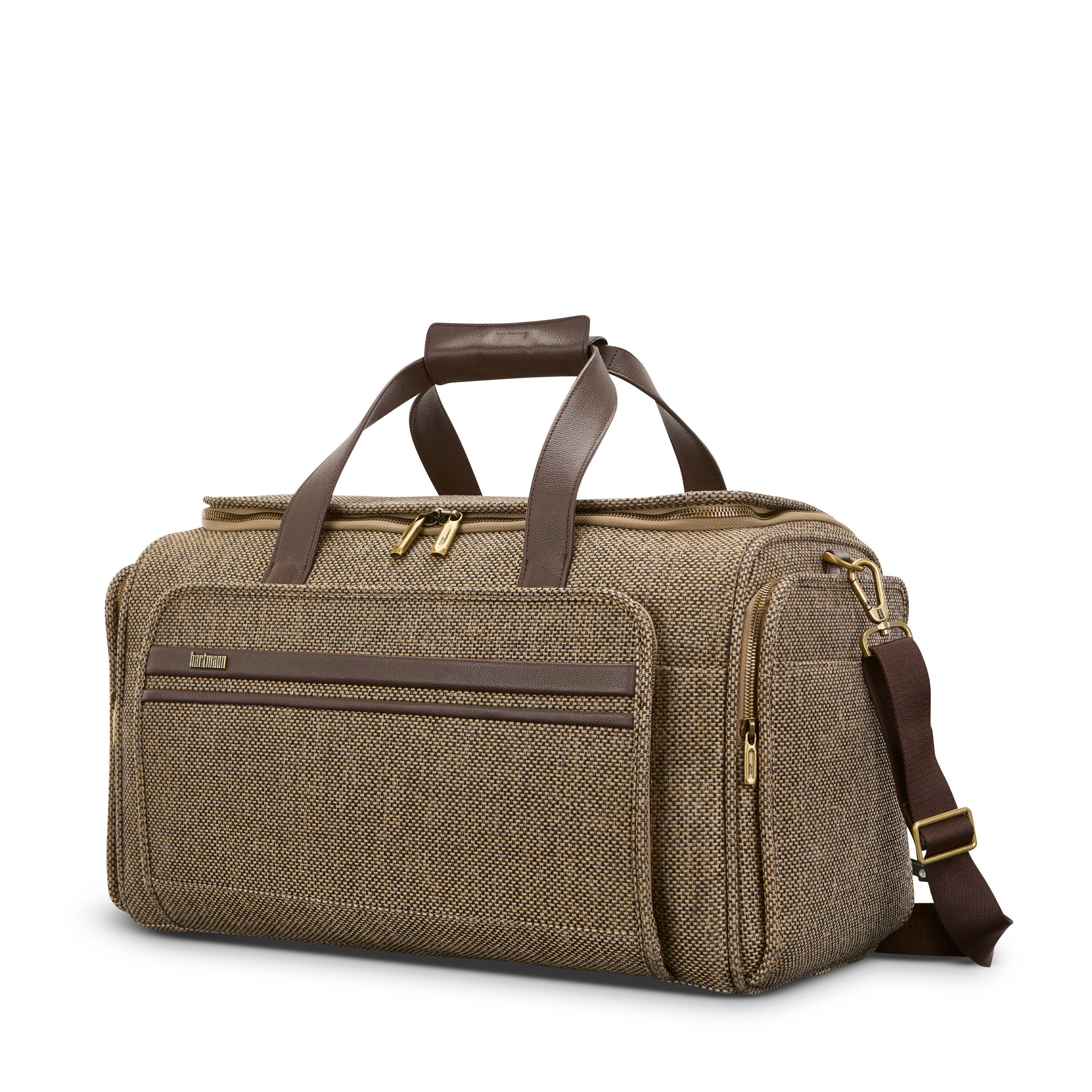 Hartmann Tweed Travel Duffel in Tweed/Natural Leather — front view