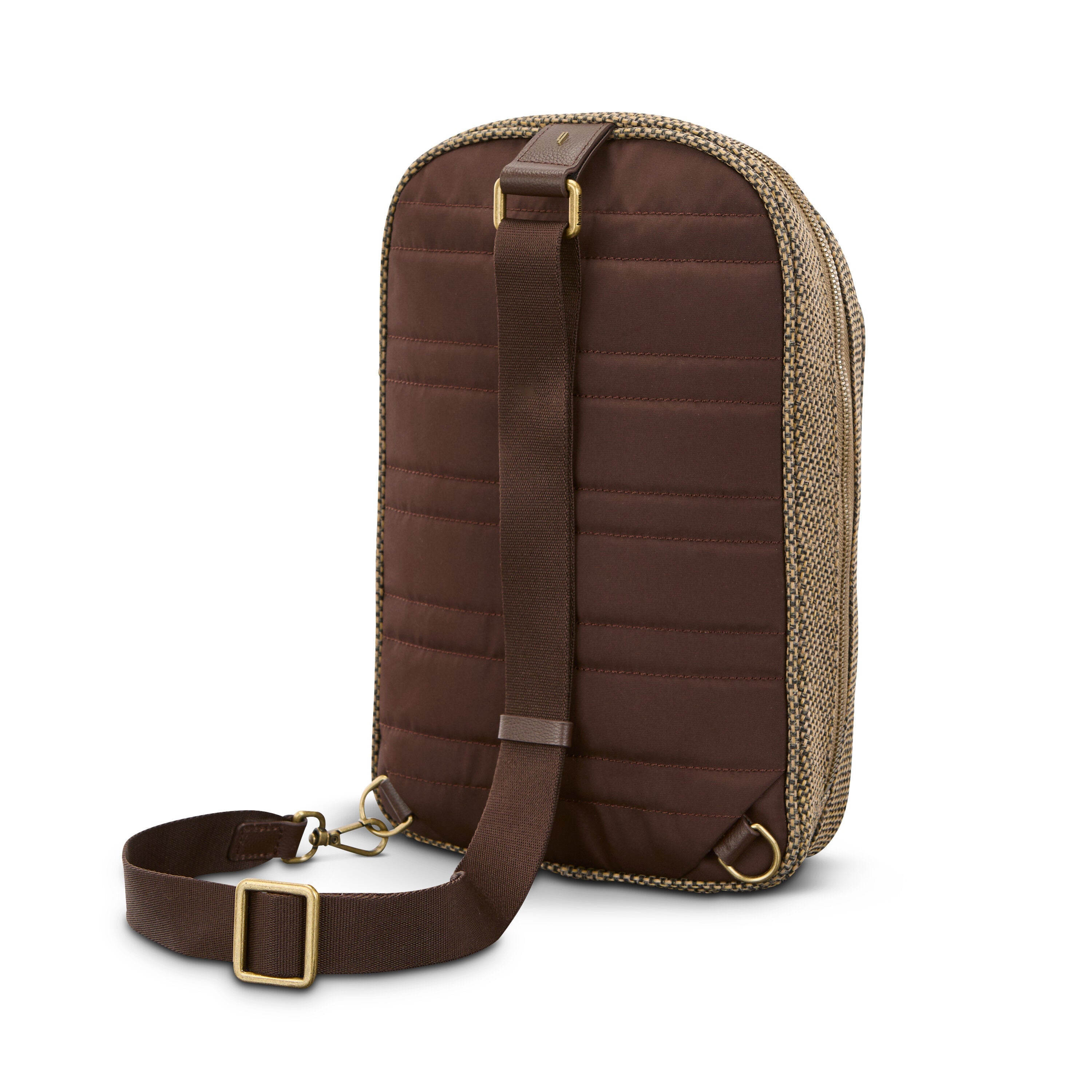 Hartmann Tweed Sling Bag in Tweed/Natural Leather — back view