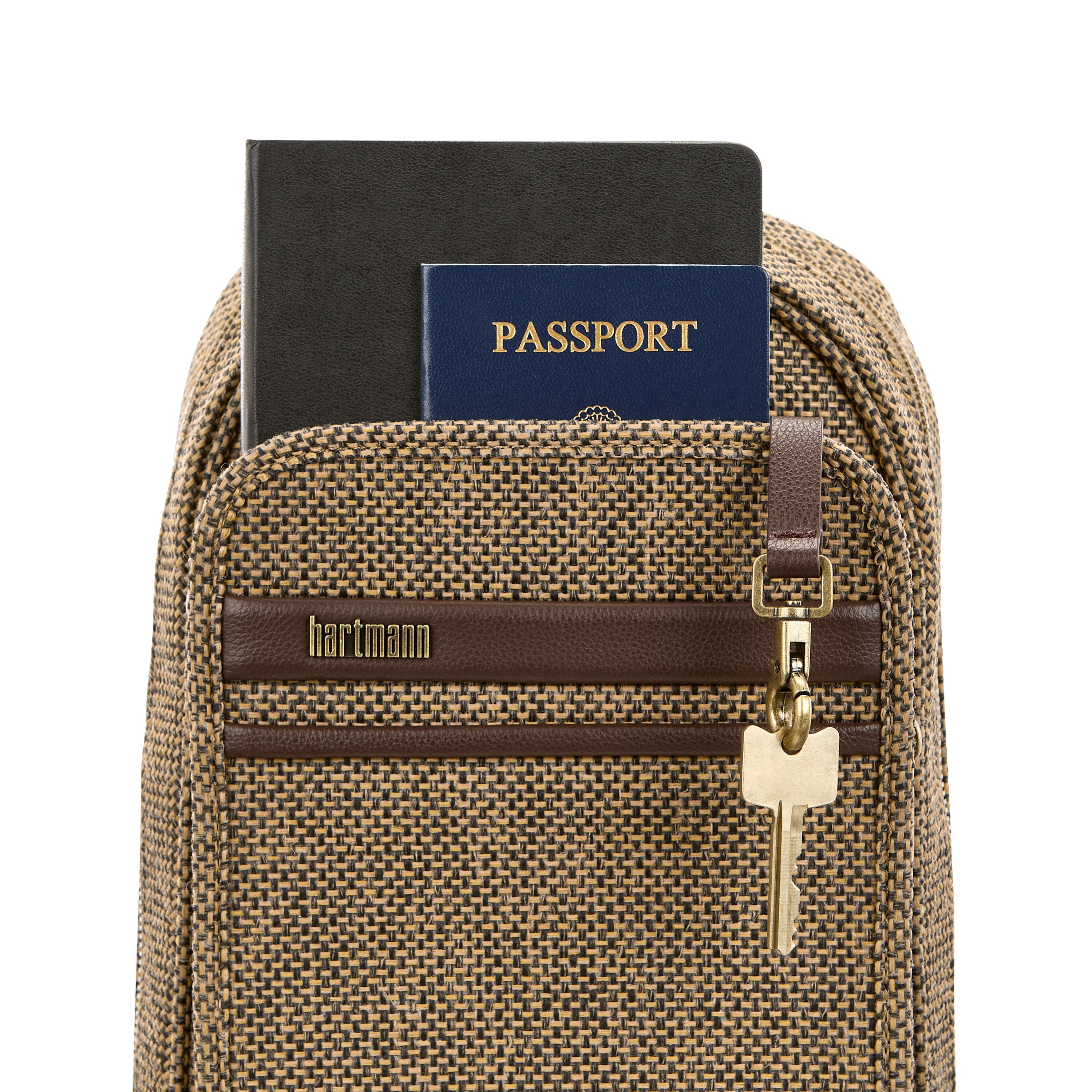 Hartmann Tweed Sling Bag in Tweed/Natural Leather — angle view 2