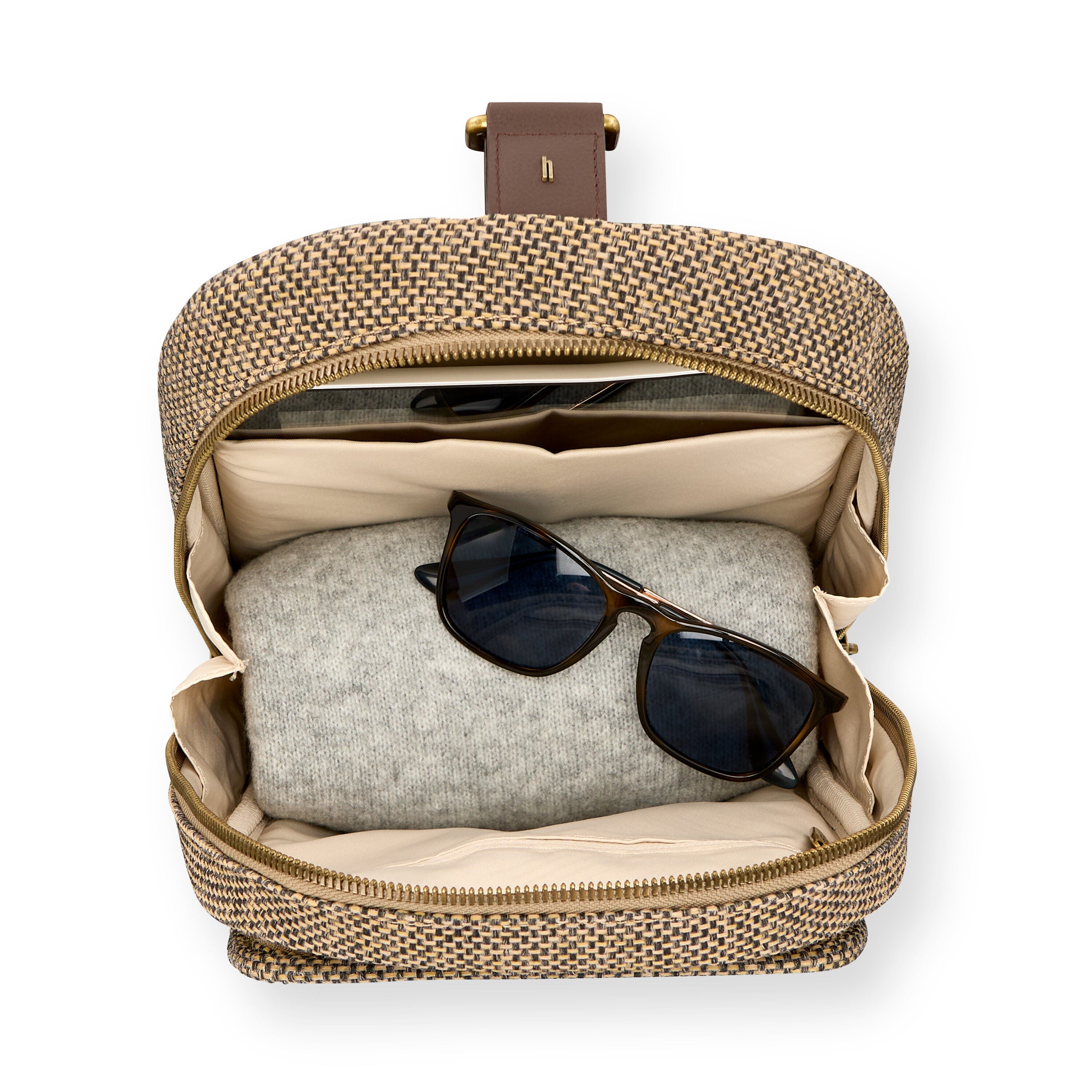 Hartmann Tweed Sling Bag in Tweed/Natural Leather — interior view