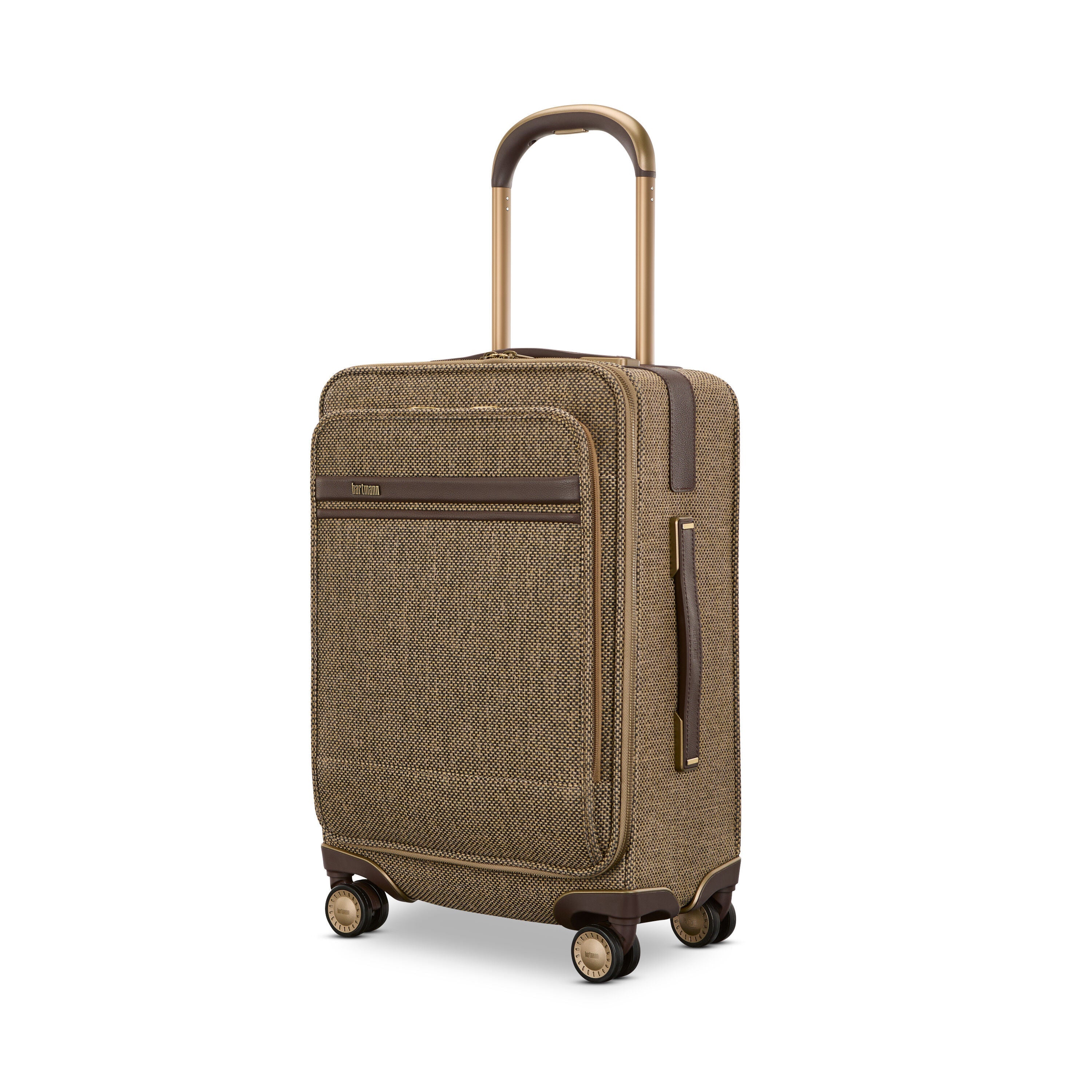 Hartmann Tweed Global Carry-On Spinner in Tweed/Natural Leather — front view