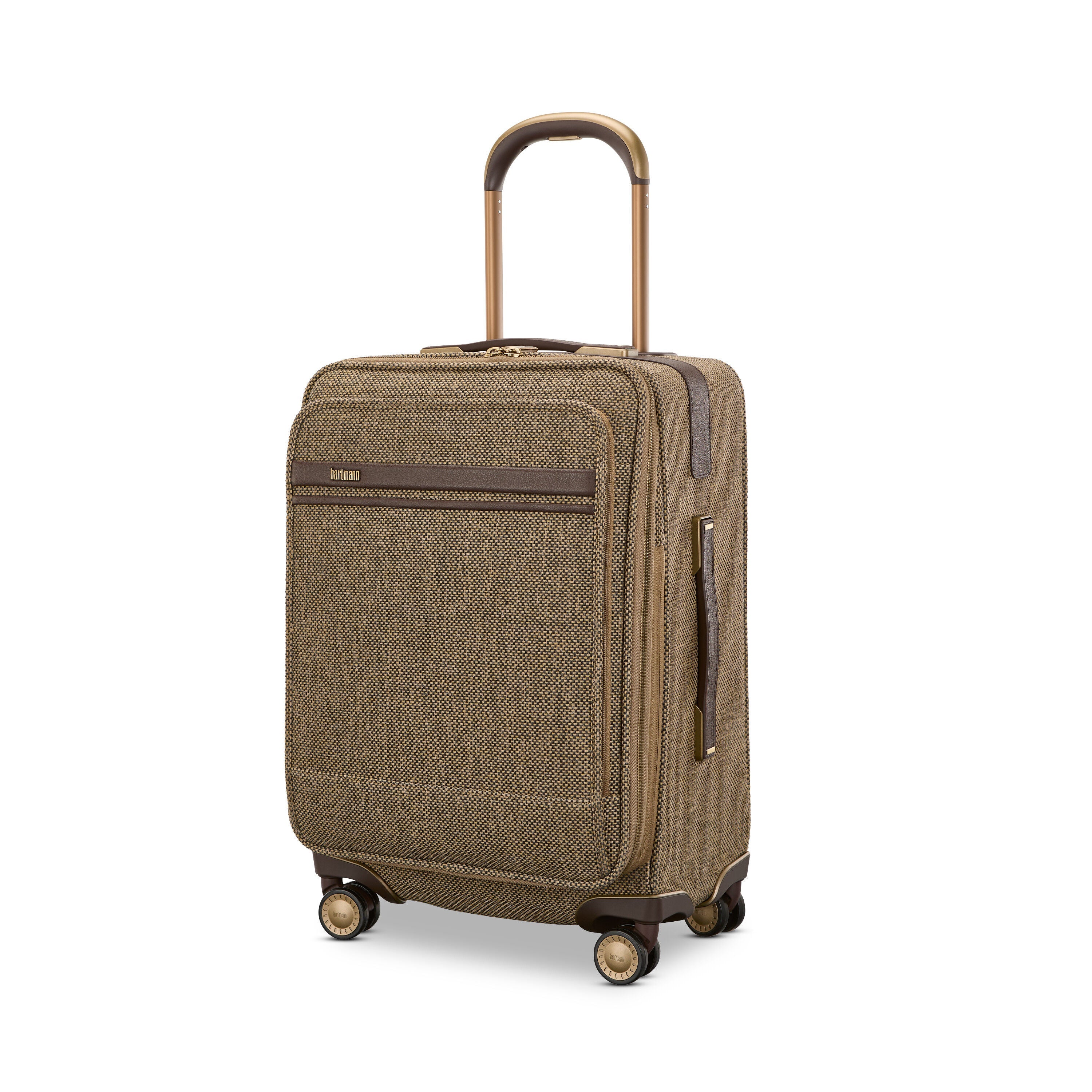 Hartmann Tweed Domestic Carry-On Spinner in Tweed/Natural Leather — front view