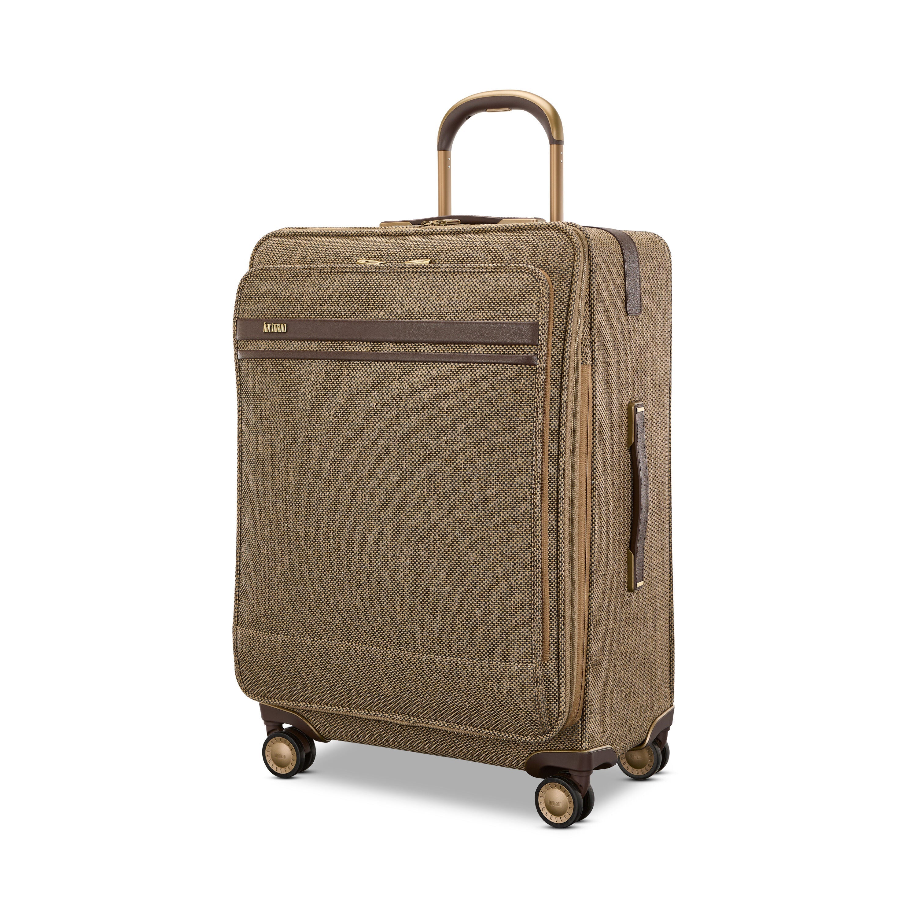 Hartmann Tweed Medium Journey Spinner in Tweed/Natural Leather — front view
