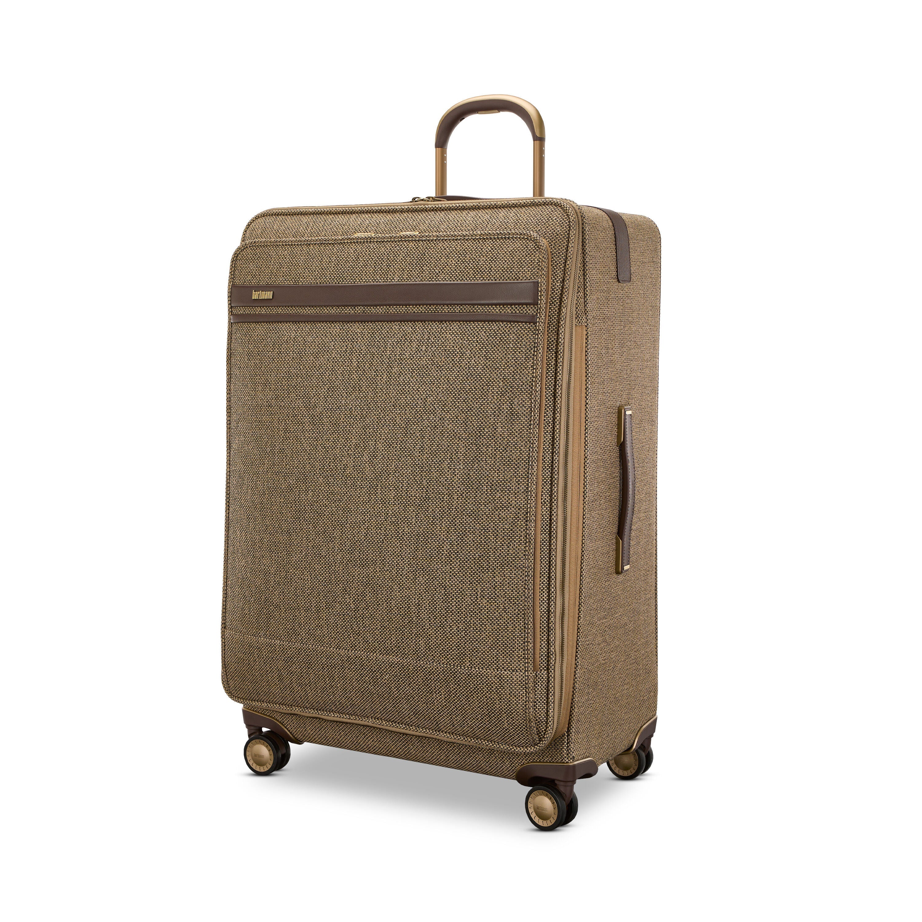Hartmann Tweed Extended Journey Spinner in Tweed/Natural Leather — front view