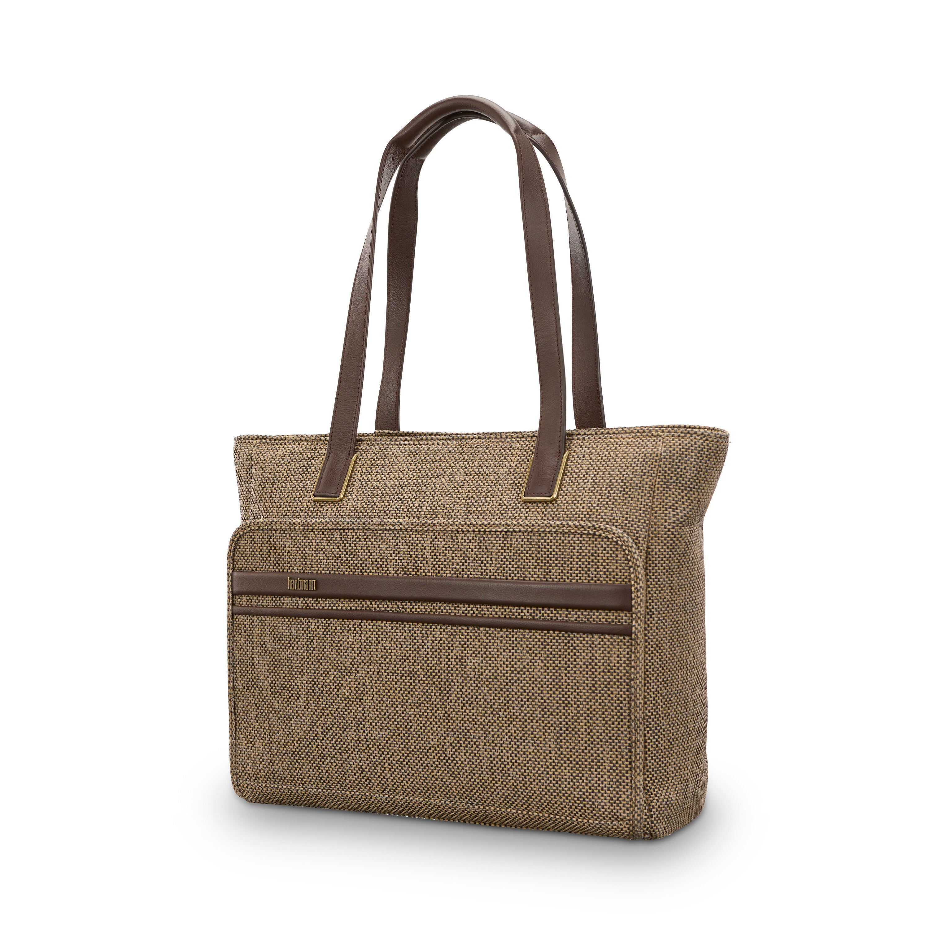 Hartmann Tweed Carryall Tote in Tweed/Natural Leather — front view