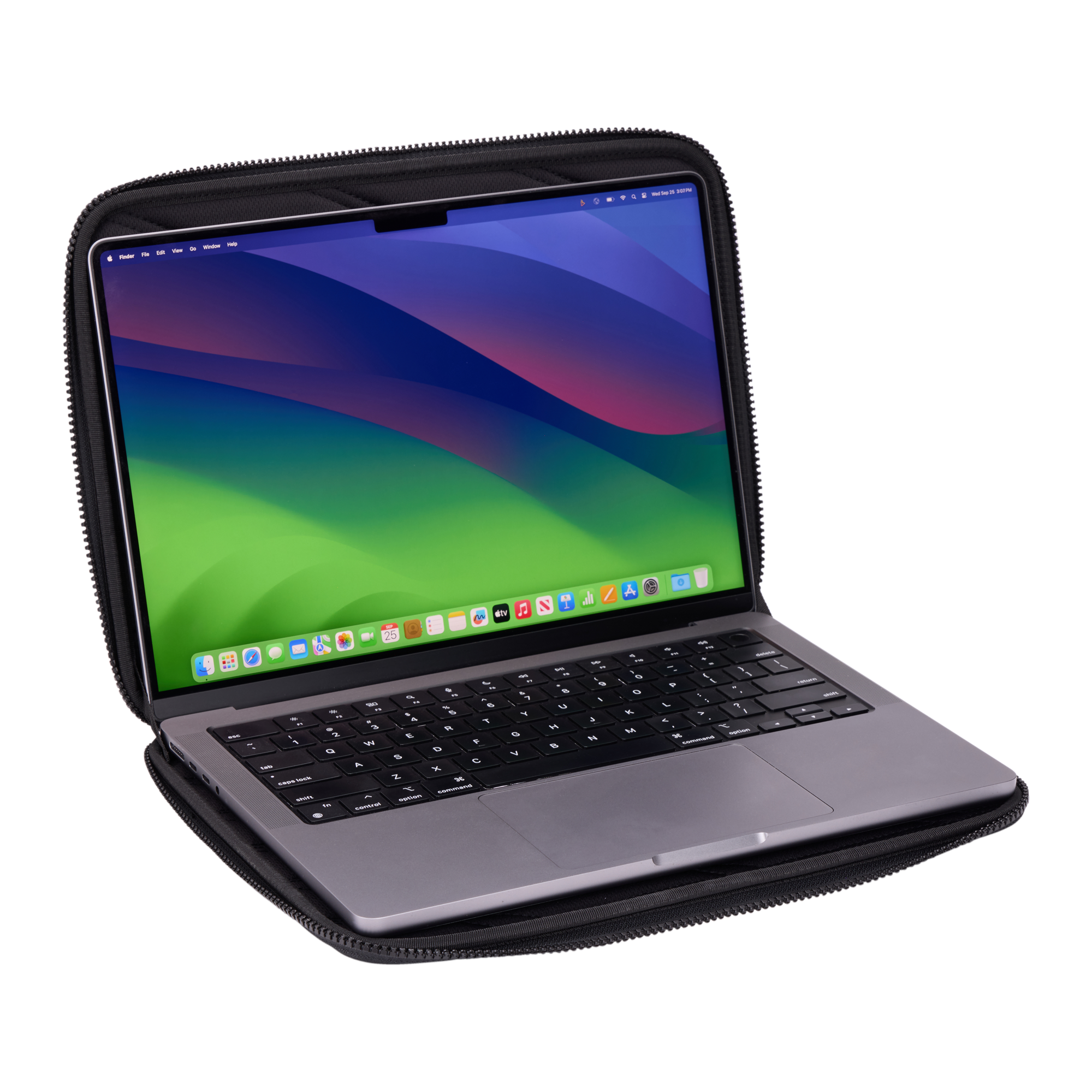 Thule Gauntlet MacBook Pro Sleeve 14" in Black — interior view # color_Black
