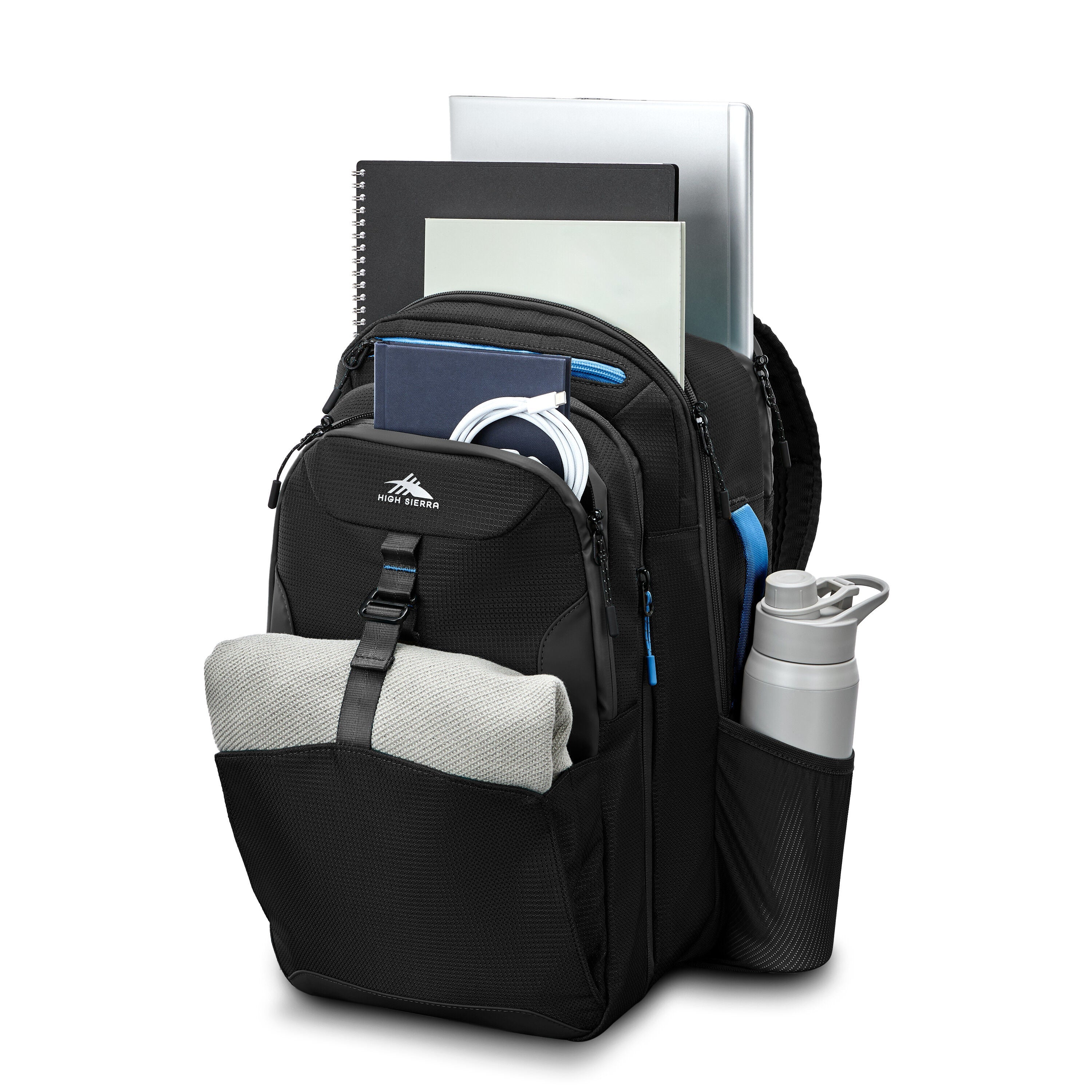 High Sierra Hi-Life 3-in-1 Convertible Backpack in Black Blue — interior view