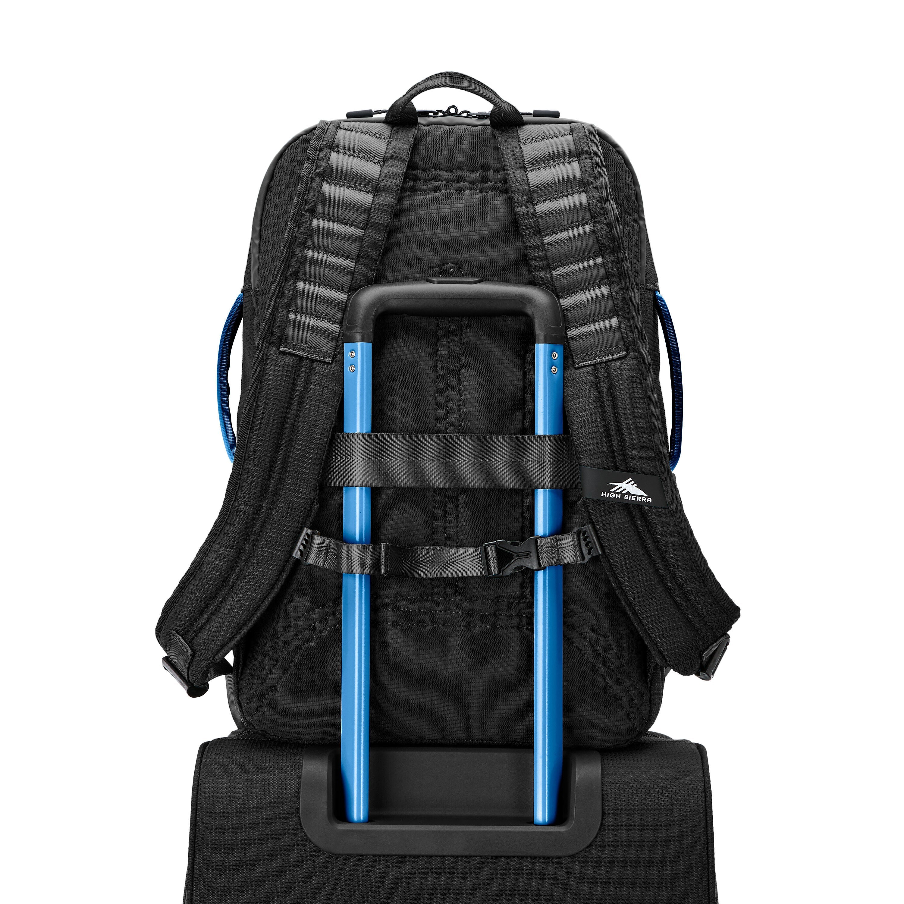 High Sierra Hi-Life 3-in-1 Convertible Backpack in Black Blue — angle view 2