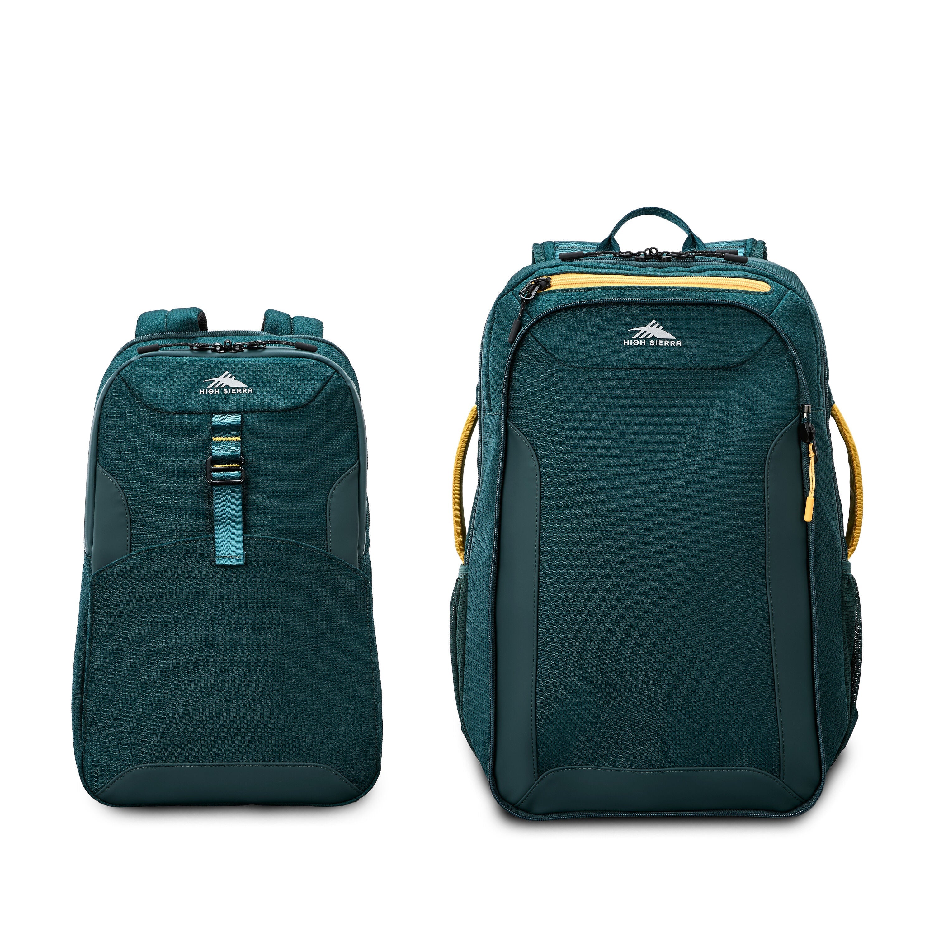 High Sierra Hi-Life 3-in-1 Convertible Backpack in Green Yellow — front view