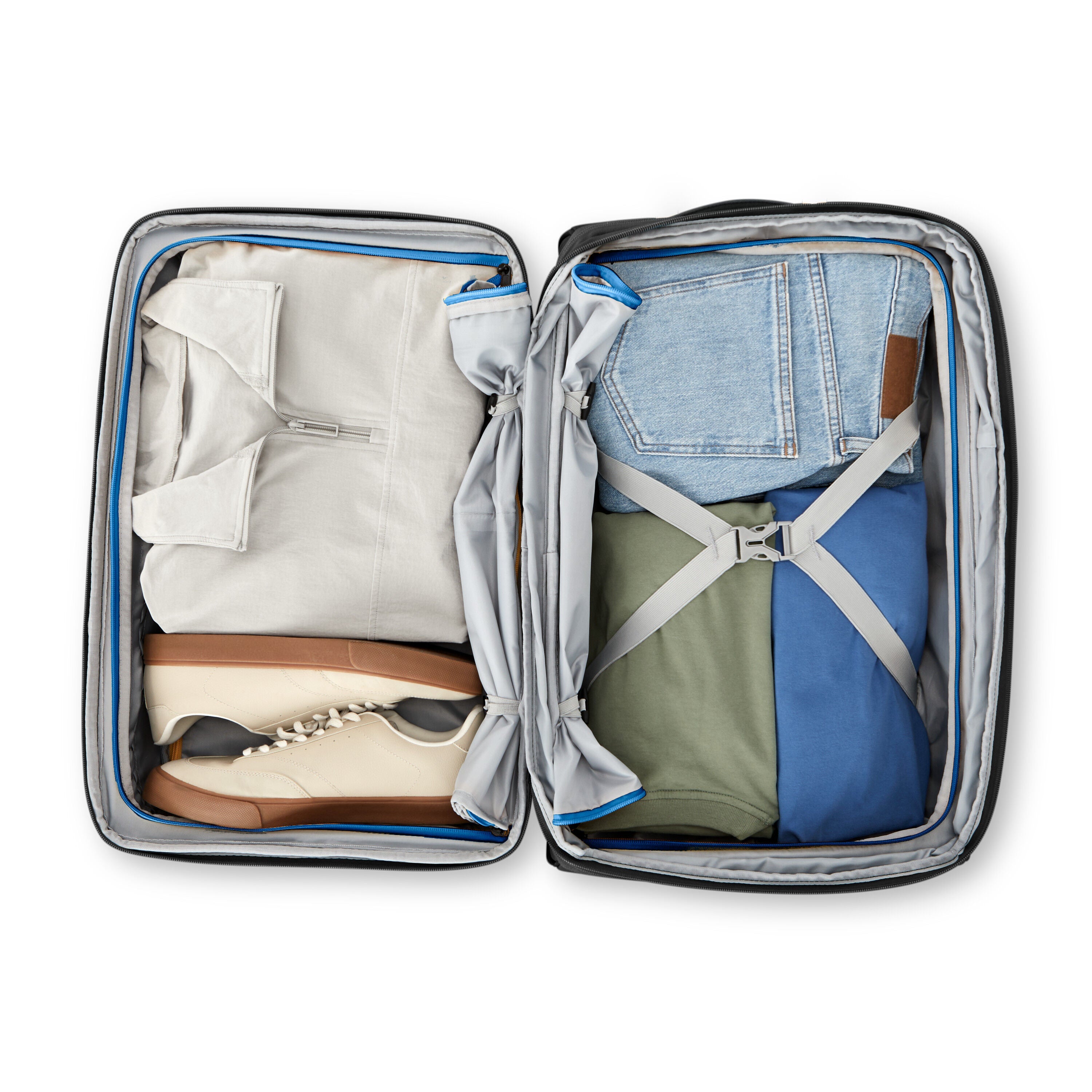 High Sierra Hi-Life 3-in-1 Convertible Wheeled Backpack in Black Blue — interior view