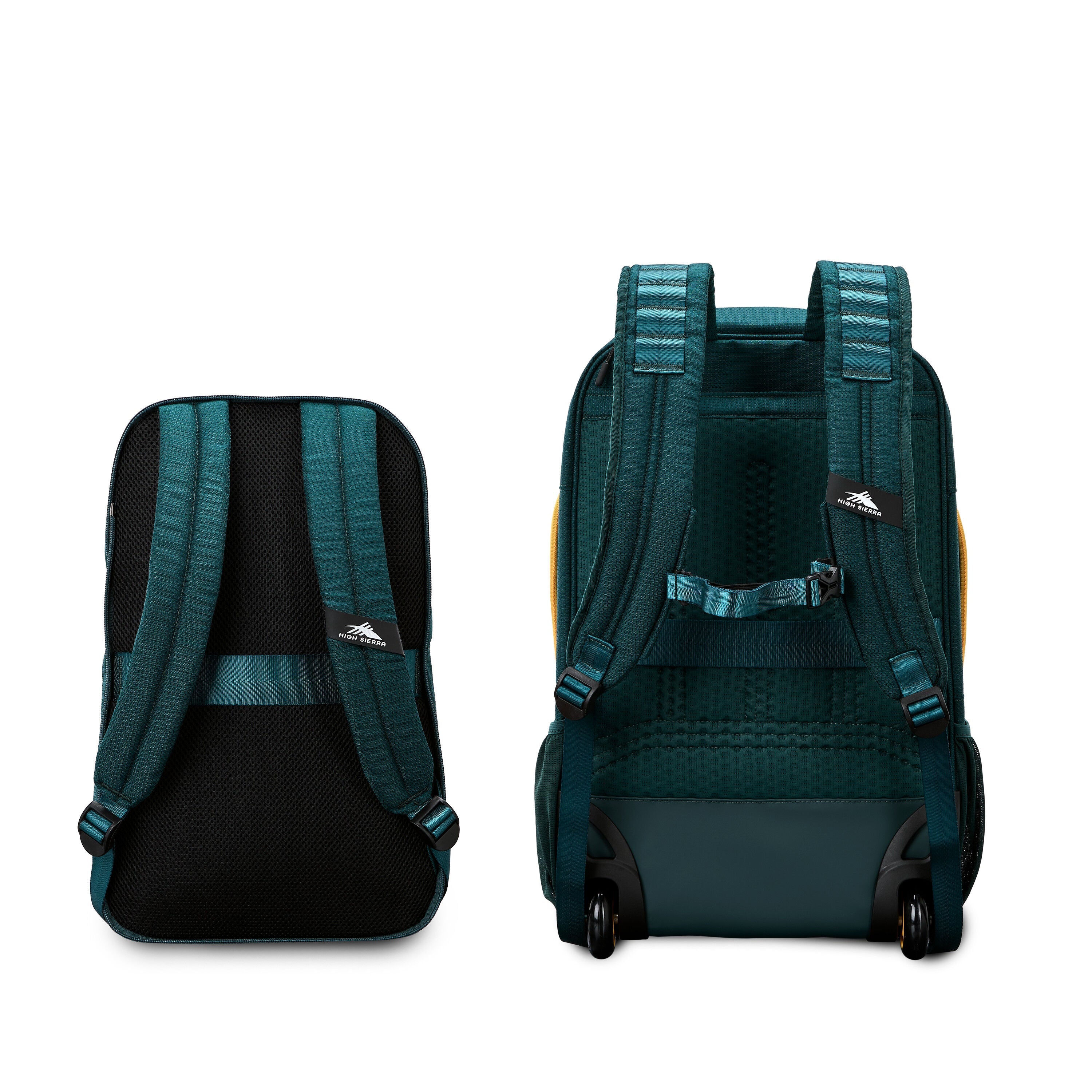 High Sierra Hi-Life 3-in-1 Convertible Wheeled Backpack in Green Yellow — back view