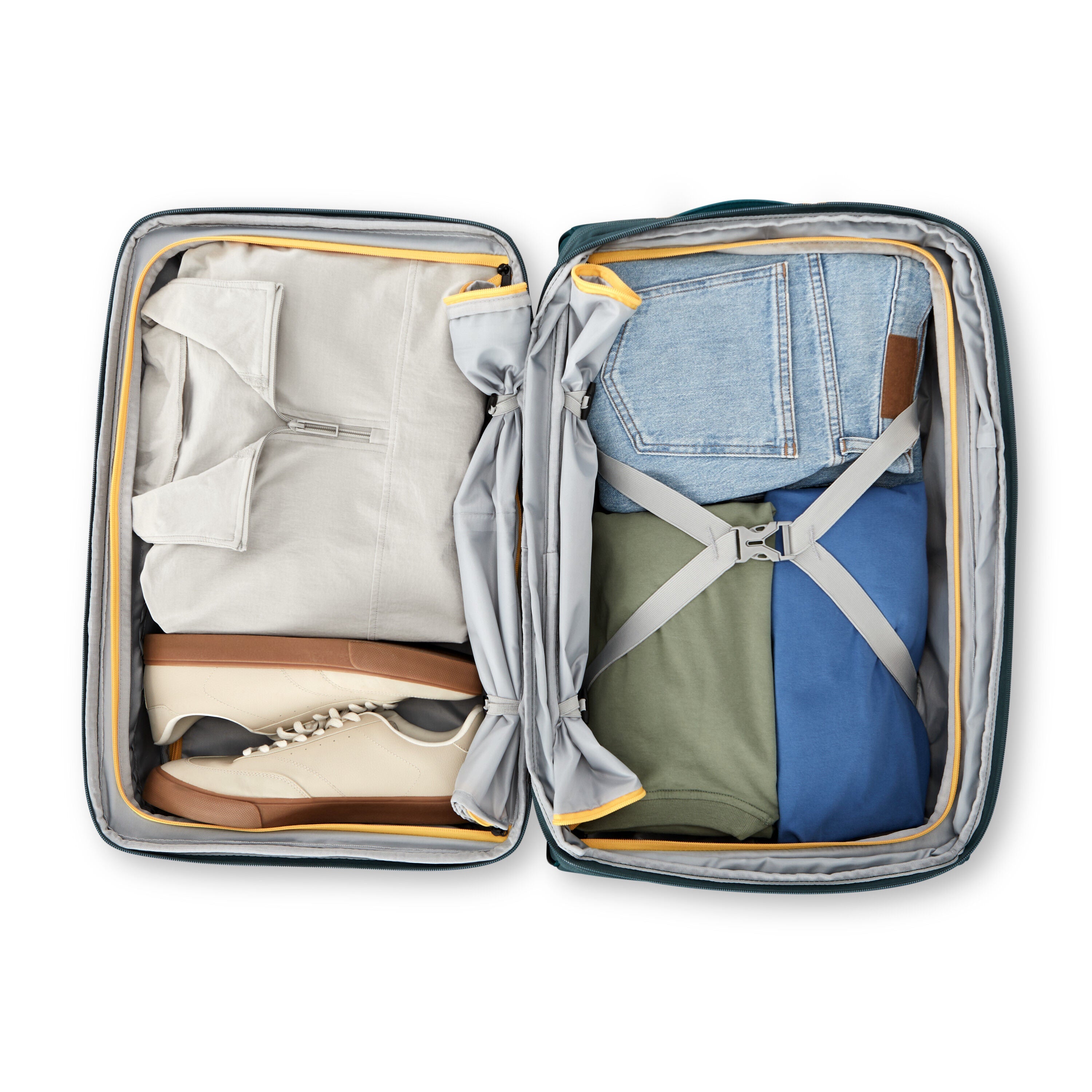 High Sierra Hi-Life Travel Backpack in Green Yellow — interior view