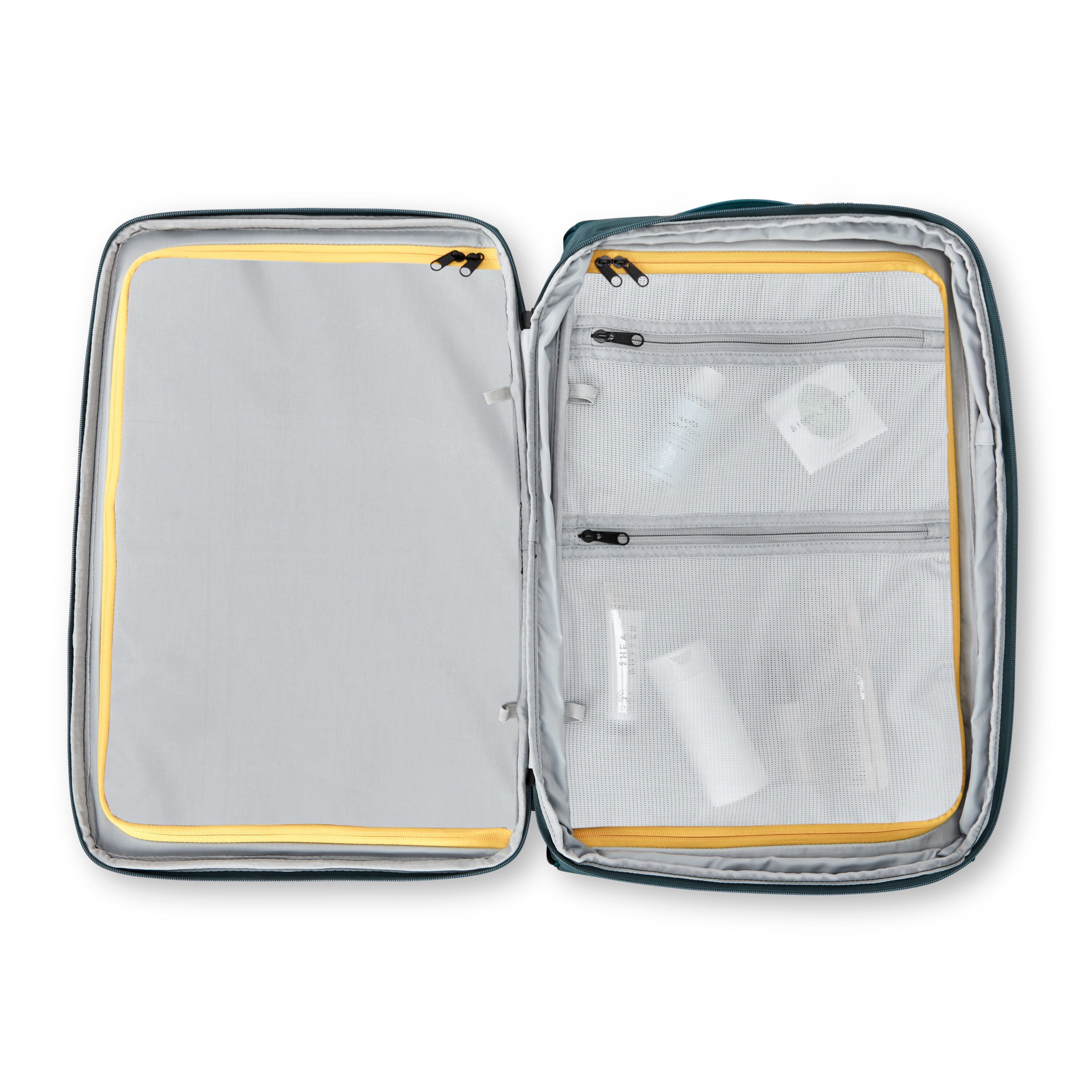 High Sierra Hi-Life Travel Backpack in Green Yellow — interior view