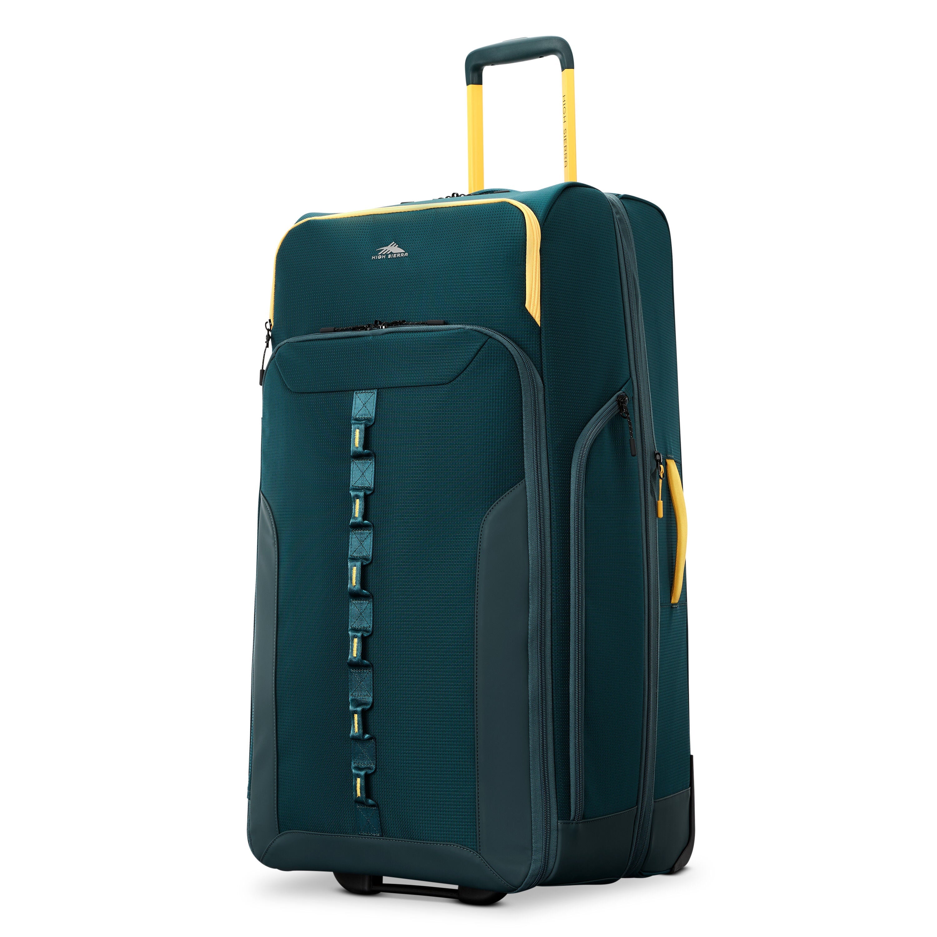 High Sierra Hi-Life Large Wheeled Duffel in Green Yellow — front view