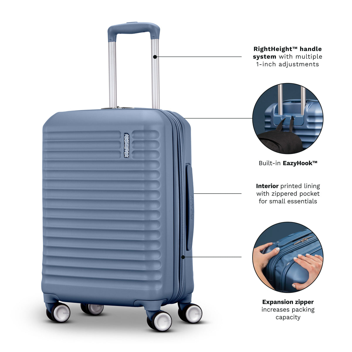 American Tourister Stratum 3.0 Carry On Spinner in Elemental Blue — detail view 6