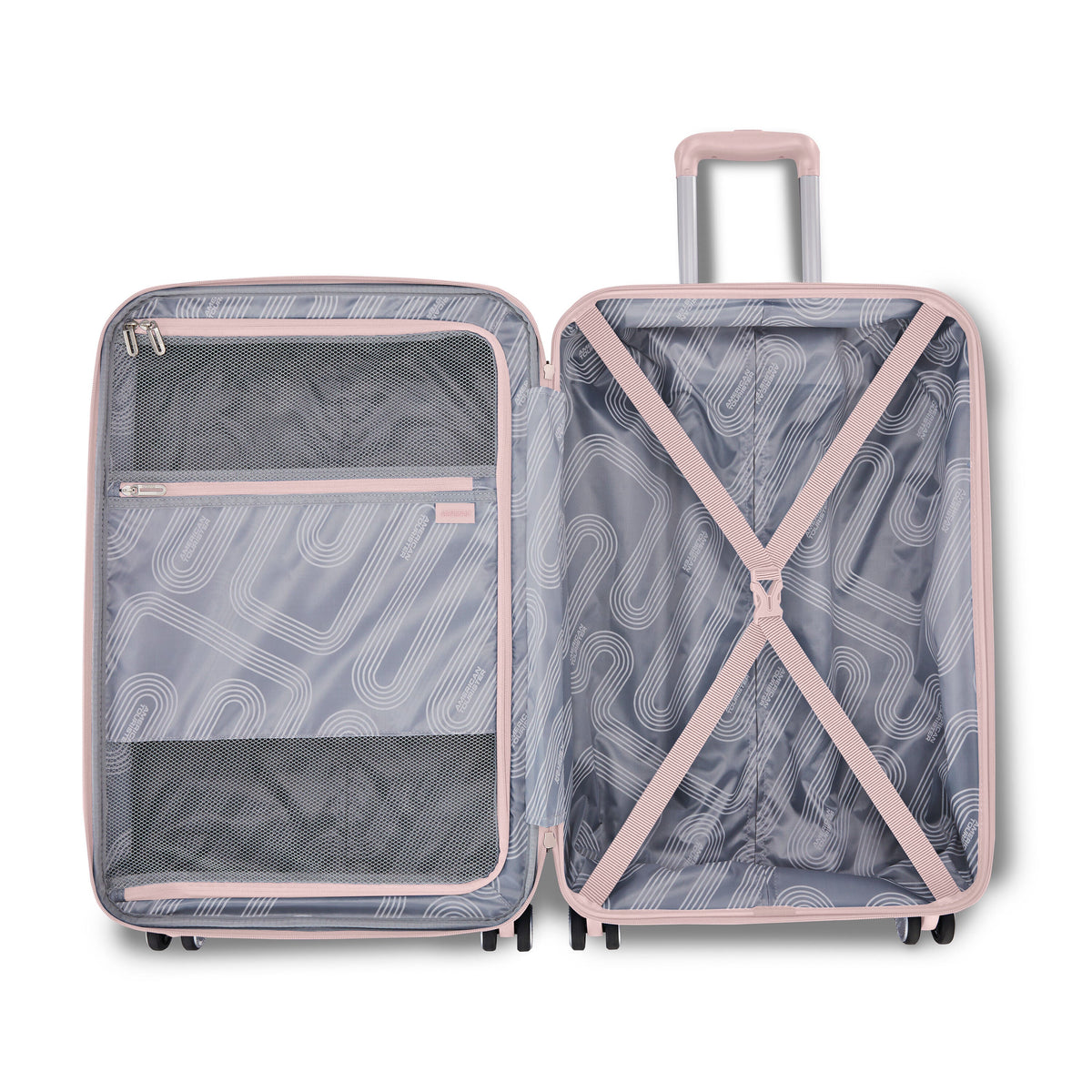 American Tourister Stratum 3.0 Large Spinner in Pink Blush — interior view # color_Pink Blush