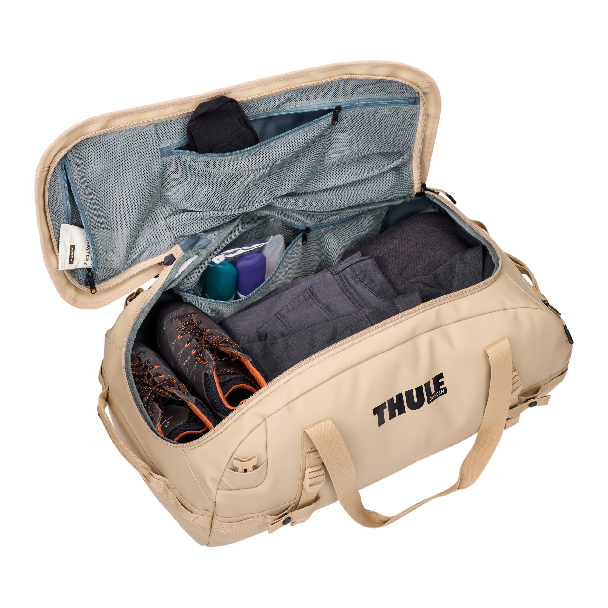 Thule Chasm 70L Duffel in Gentle Beige — interior view # color_Gentle Beige