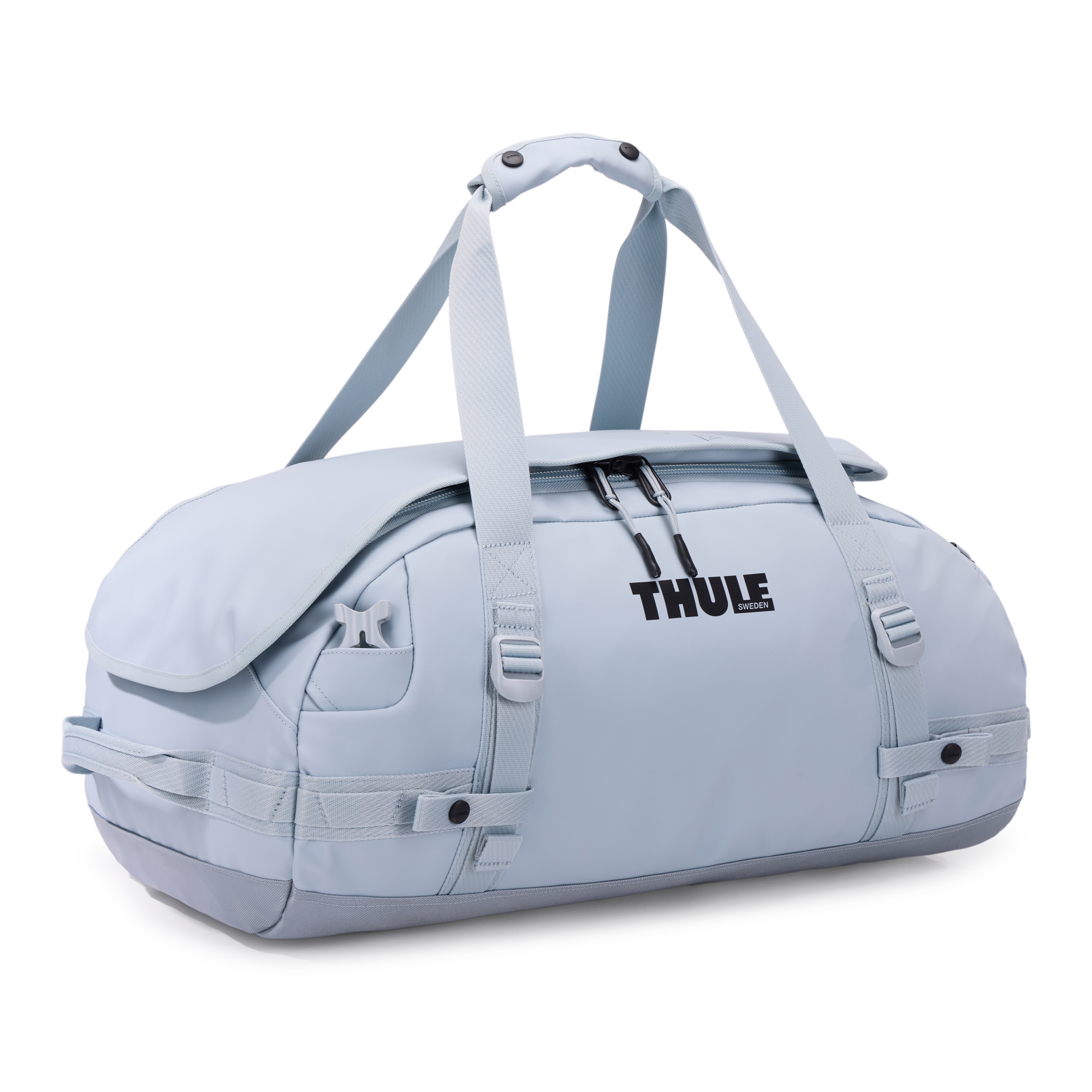 Thule Chasm 40L Duffel in Soft Blue — front view # color_Soft Blue