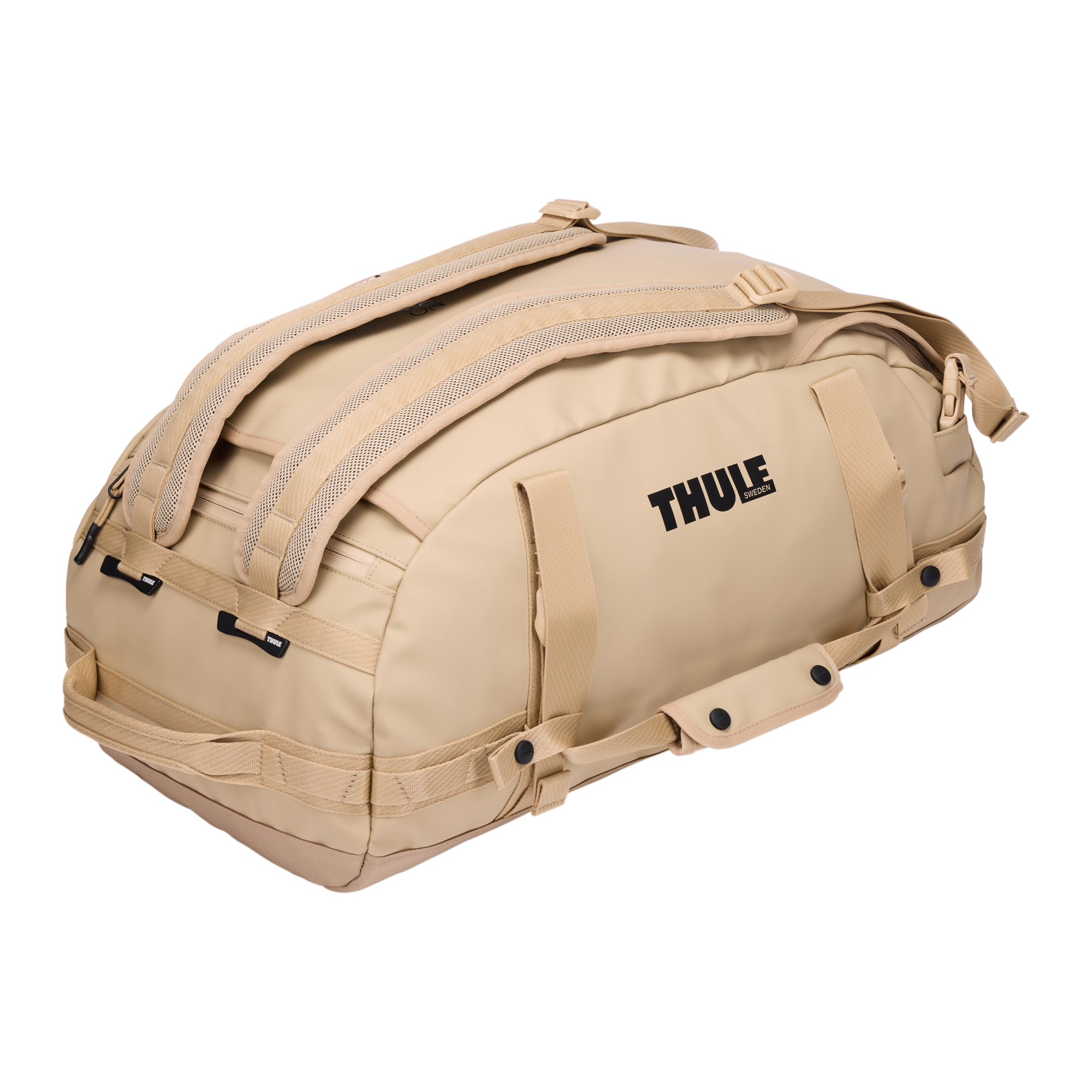 Thule Chasm 40L Duffel in Gentle Beige — angle view 2 # color_Gentle Beige