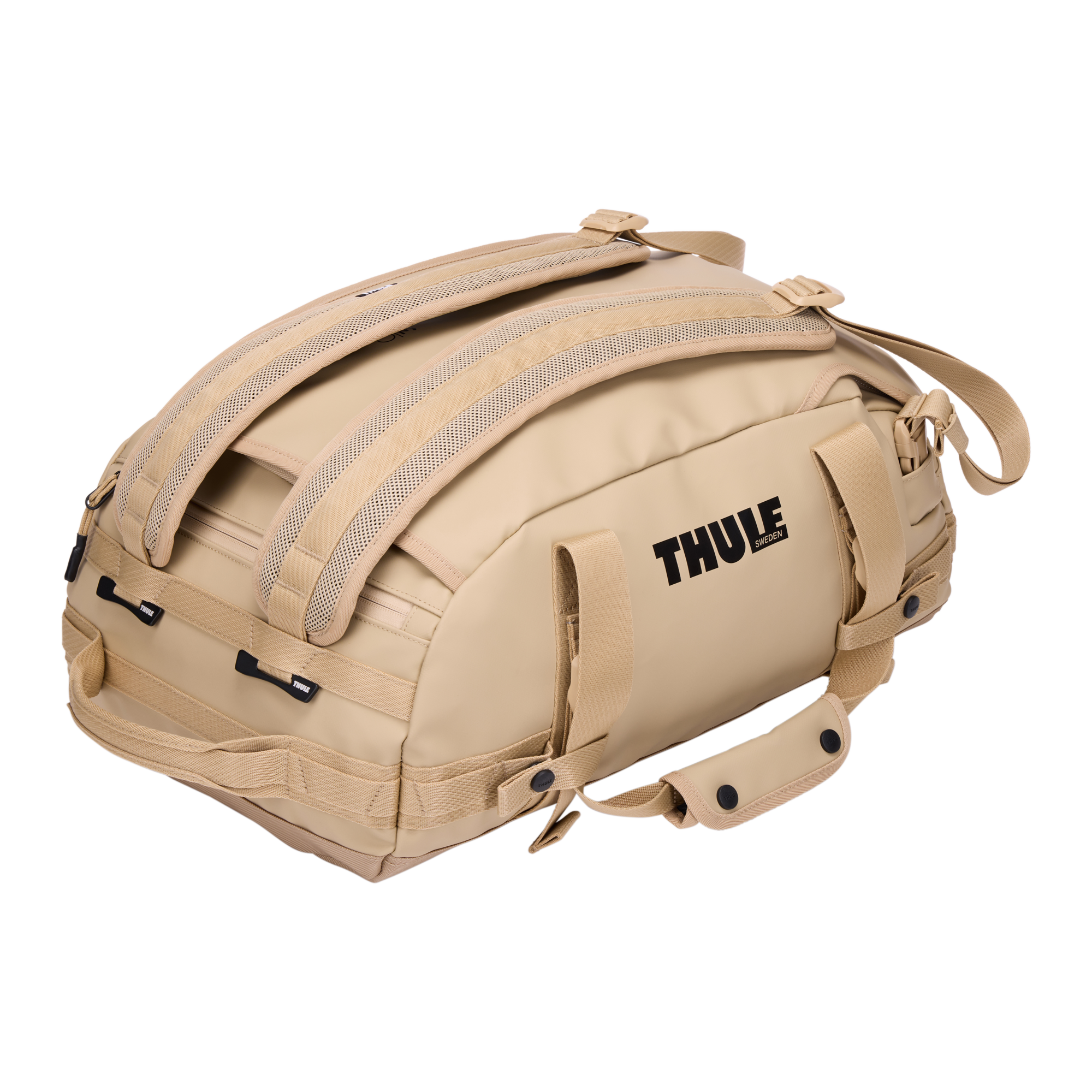 Thule Chasm 30L Duffel in Gentle Beige — angle view 2 # color_Gentle Beige