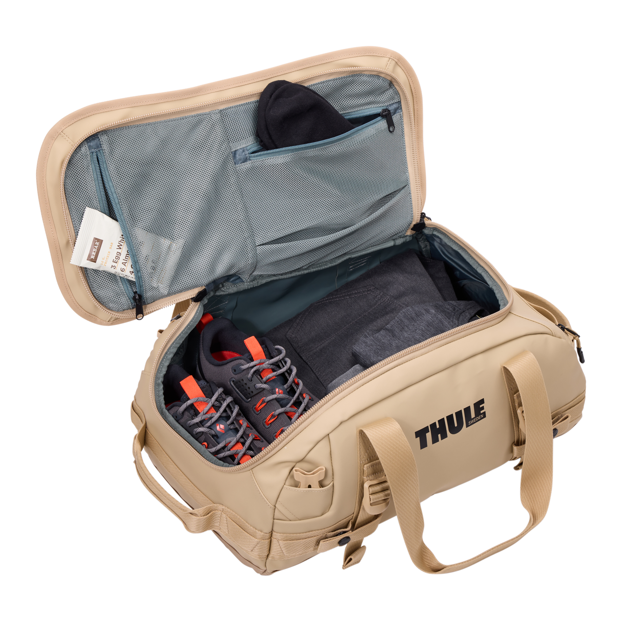 Thule Chasm 30L Duffel in Gentle Beige — interior view # color_Gentle Beige