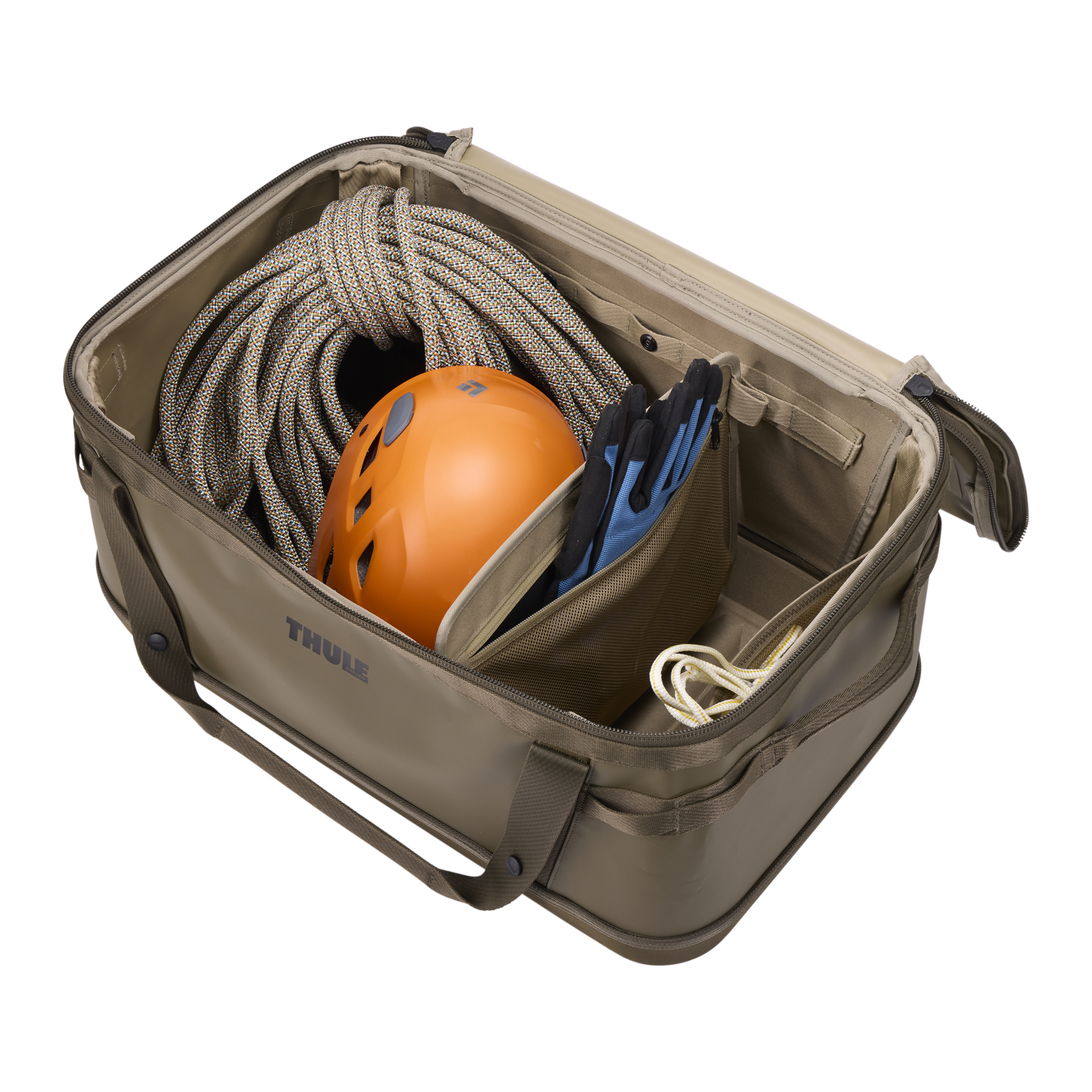 Thule Chasm Gear Hauler 55L in Deep Khaki — interior view # color_Deep Khaki