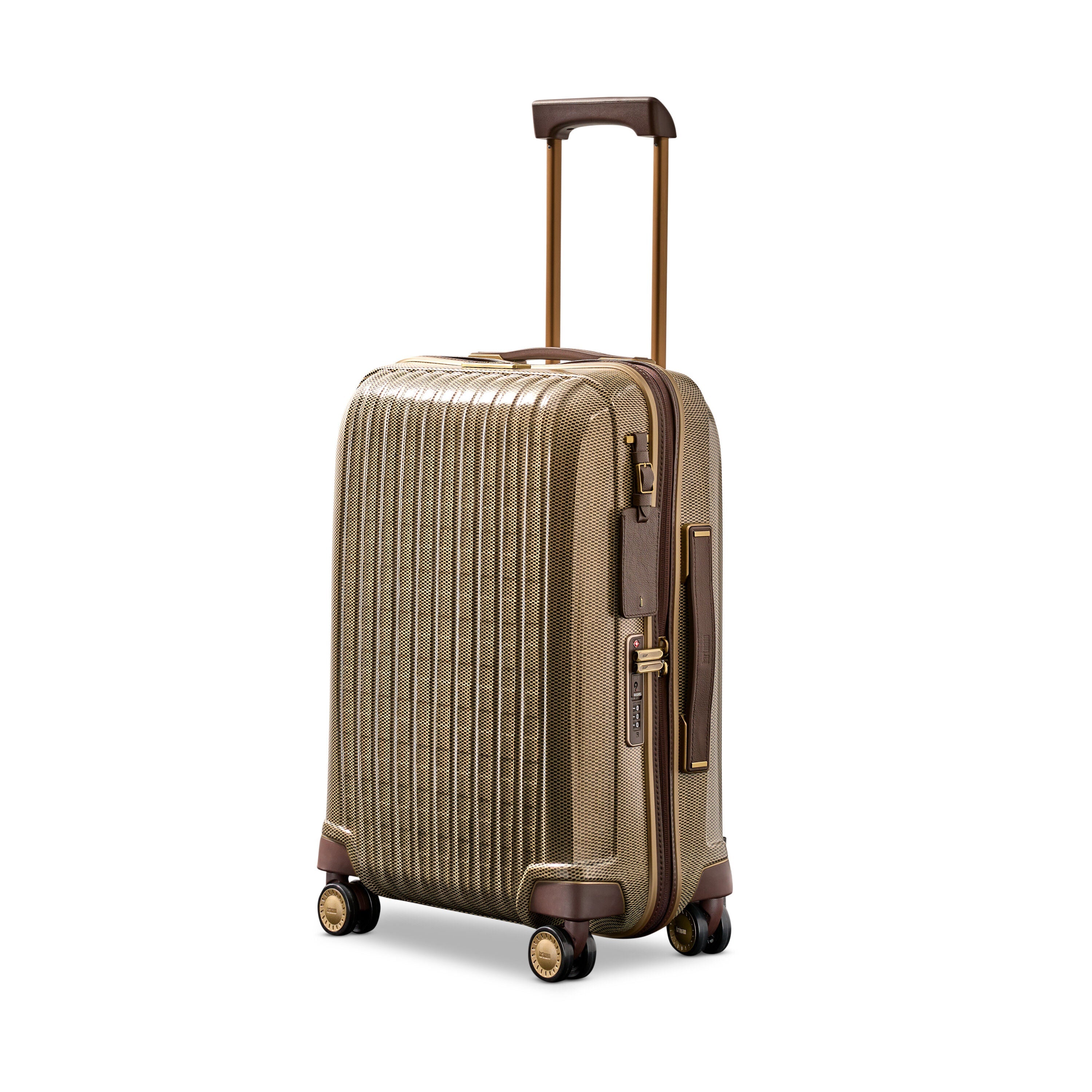 Hartmann Tweed CURV Global Carry-On Spinner in Tweed/Natural Leather — front view
