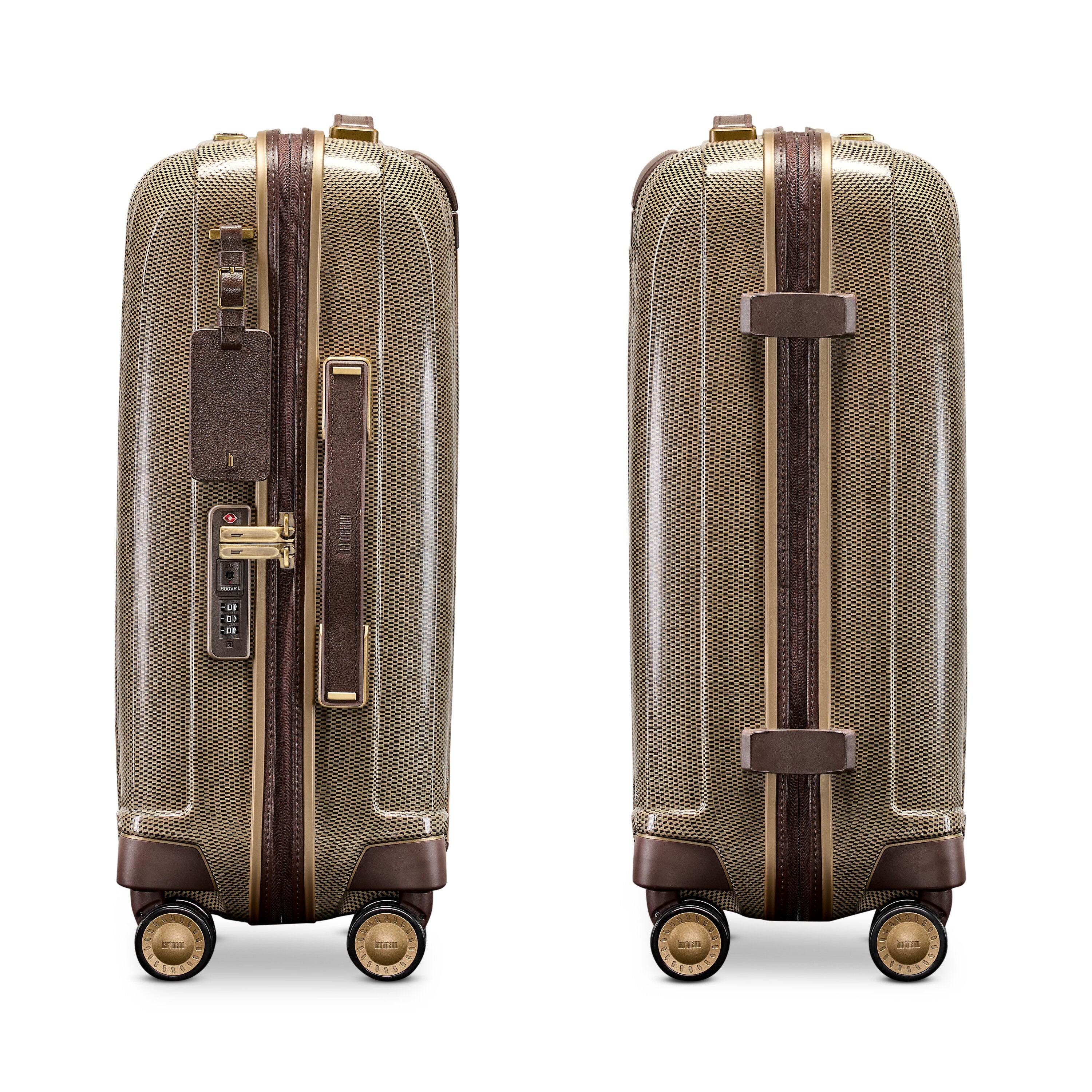 Hartmann Tweed CURV Global Carry-On Spinner in Tweed/Natural Leather — angle view 2