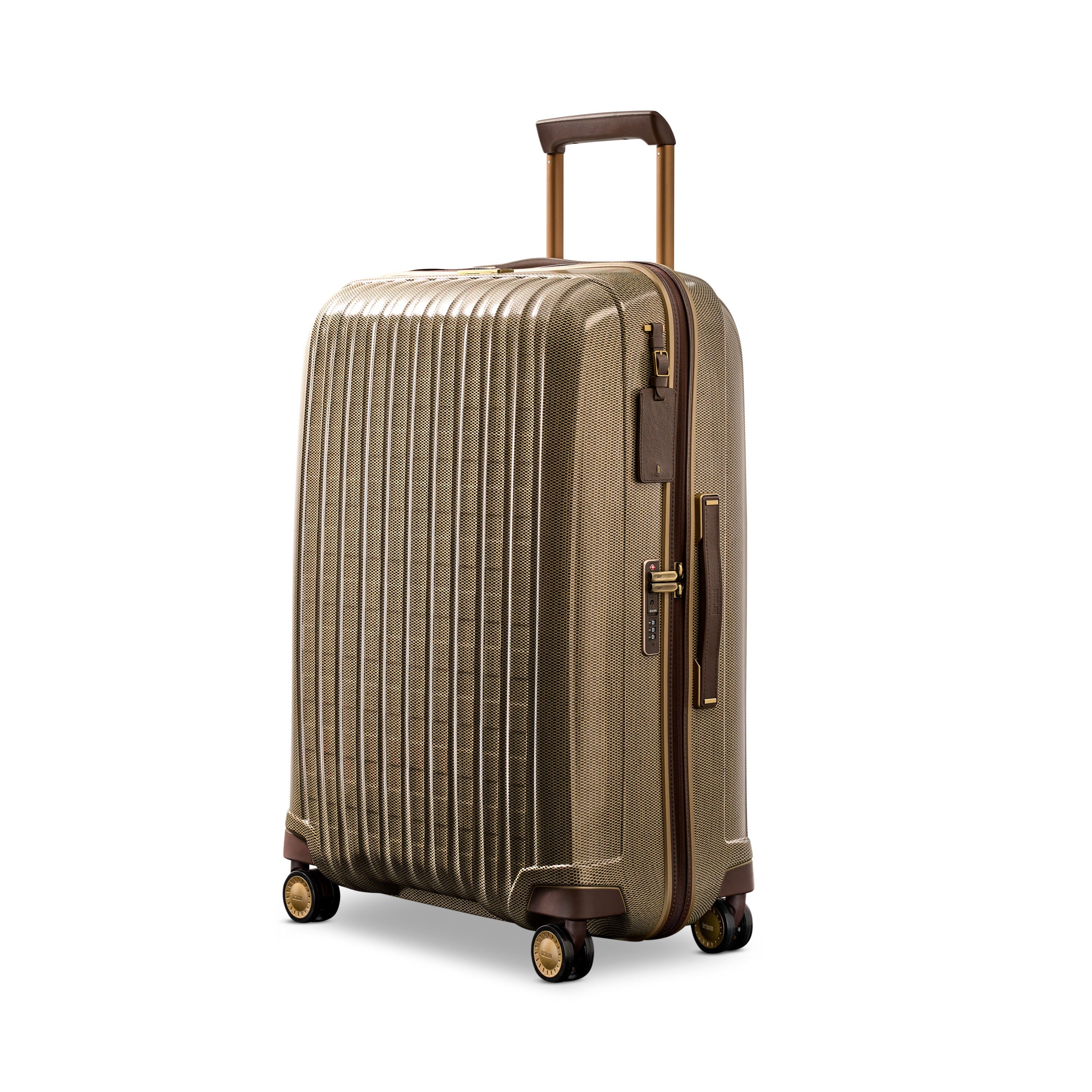 Hartmann Tweed CURV Extended Journey Spinner in Tweed/Natural Leather — front view
