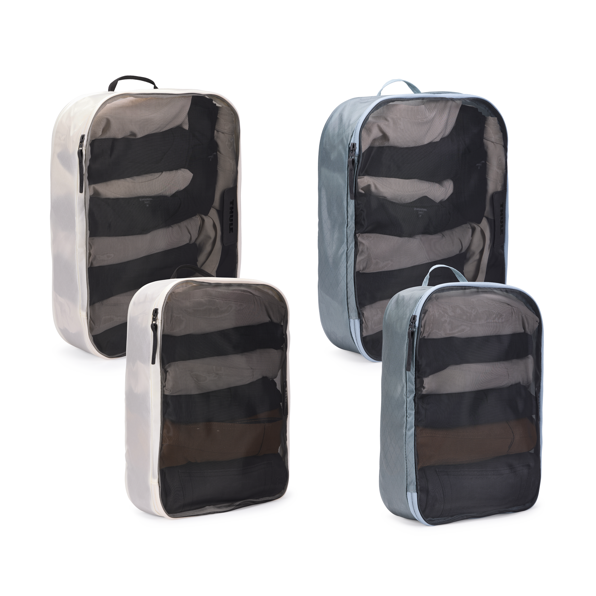 Thule Packing Cube Family Set in Pond Gray/White — front view # color_Pond Gray/White