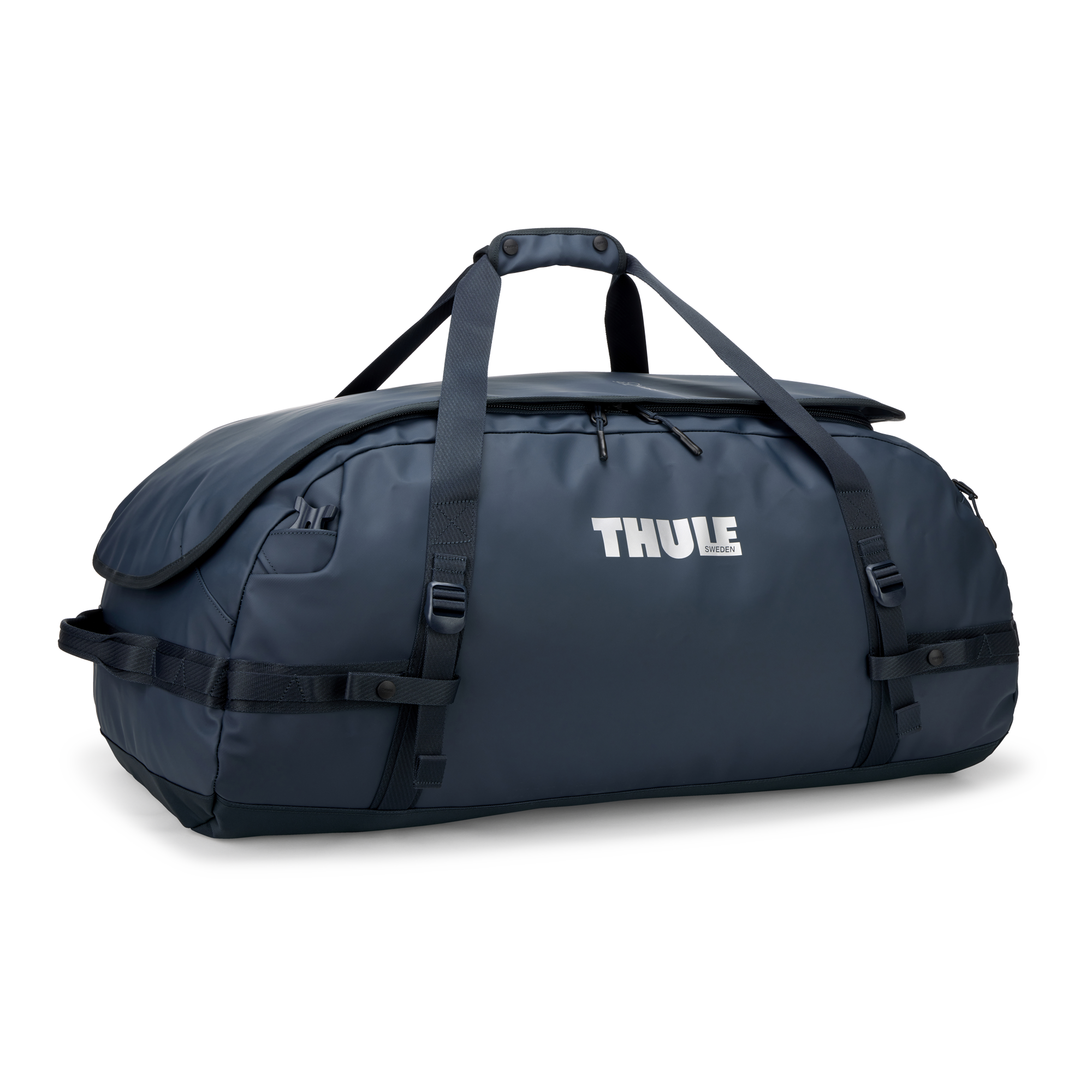 Thule Chasm 90L Duffel in Darkest Blue — front view # color_Darkest Blue