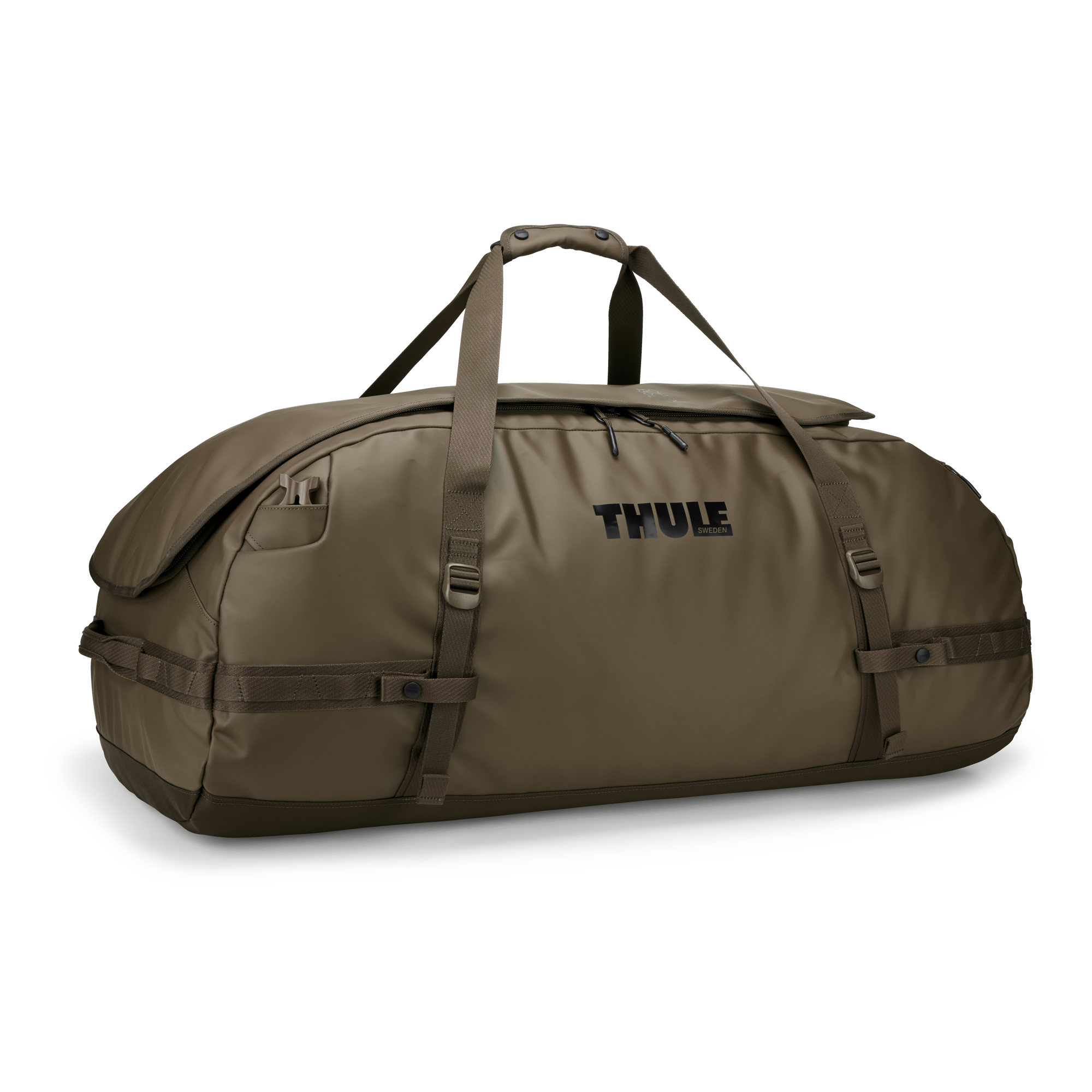 Thule Chasm 130L Duffel in Deep Khaki — front view # color_Deep Khaki