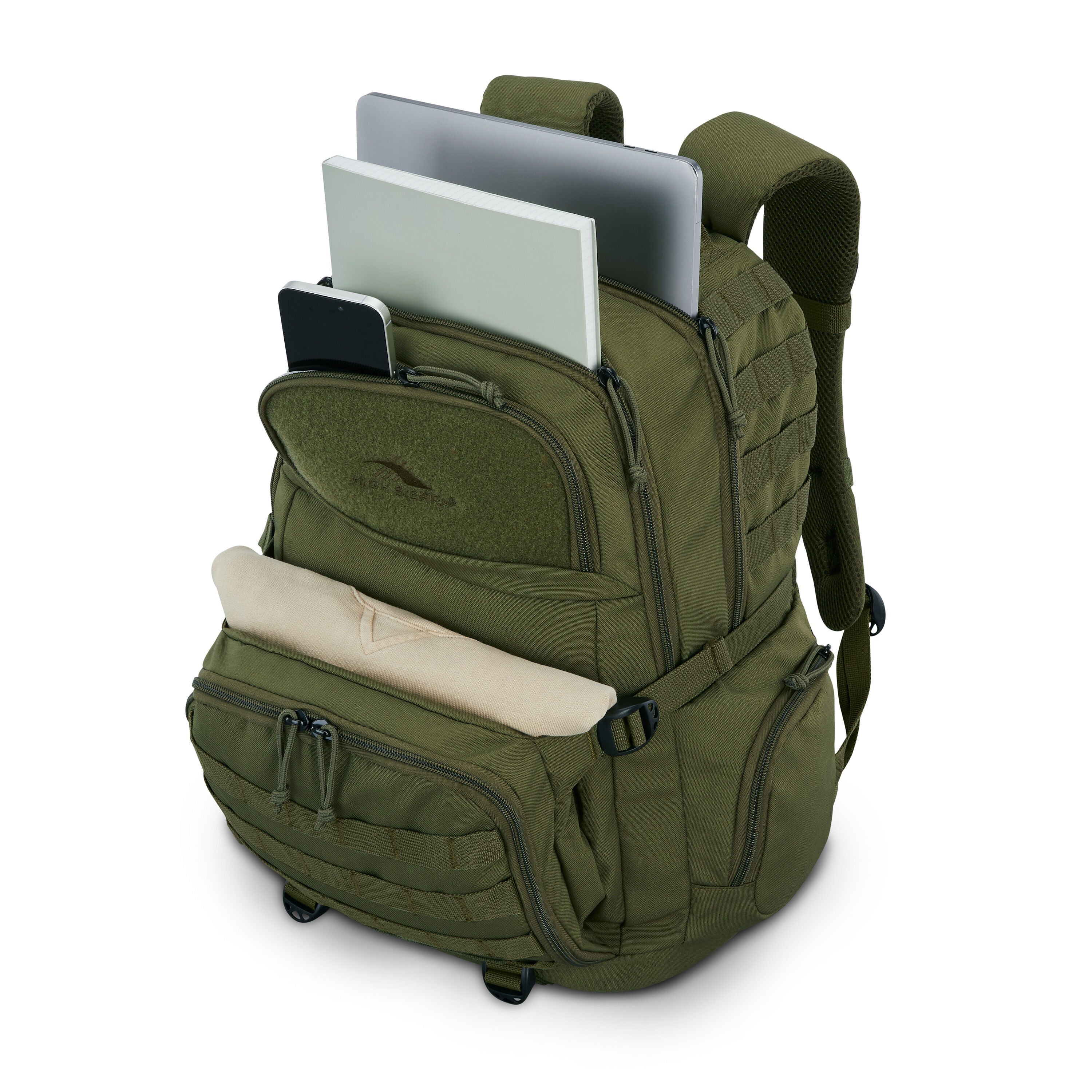 High Sierra Pathsetter Backpack in Moss — interior view
