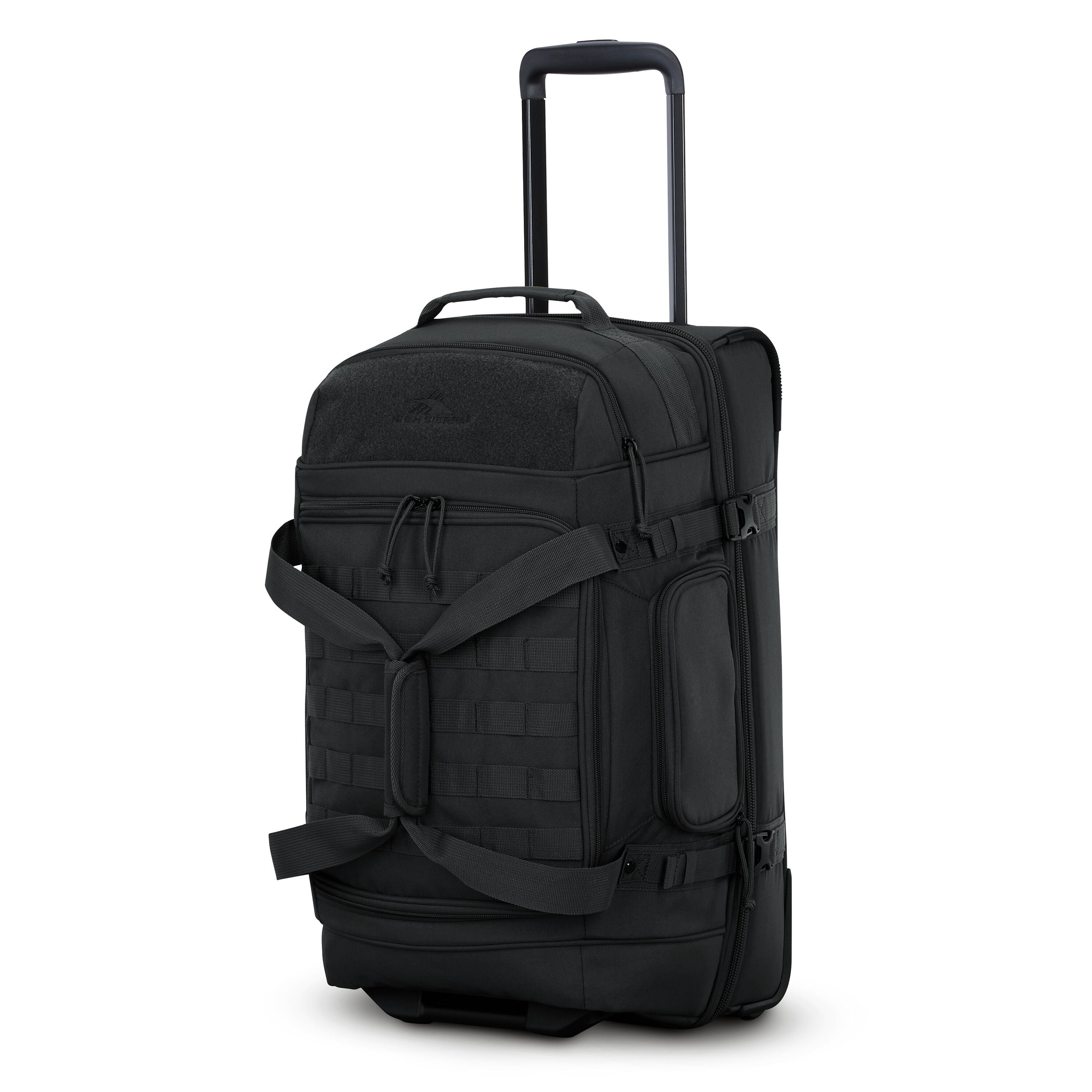 High Sierra Pathsetter Carry-On Wheeled Duffel in Black — front view