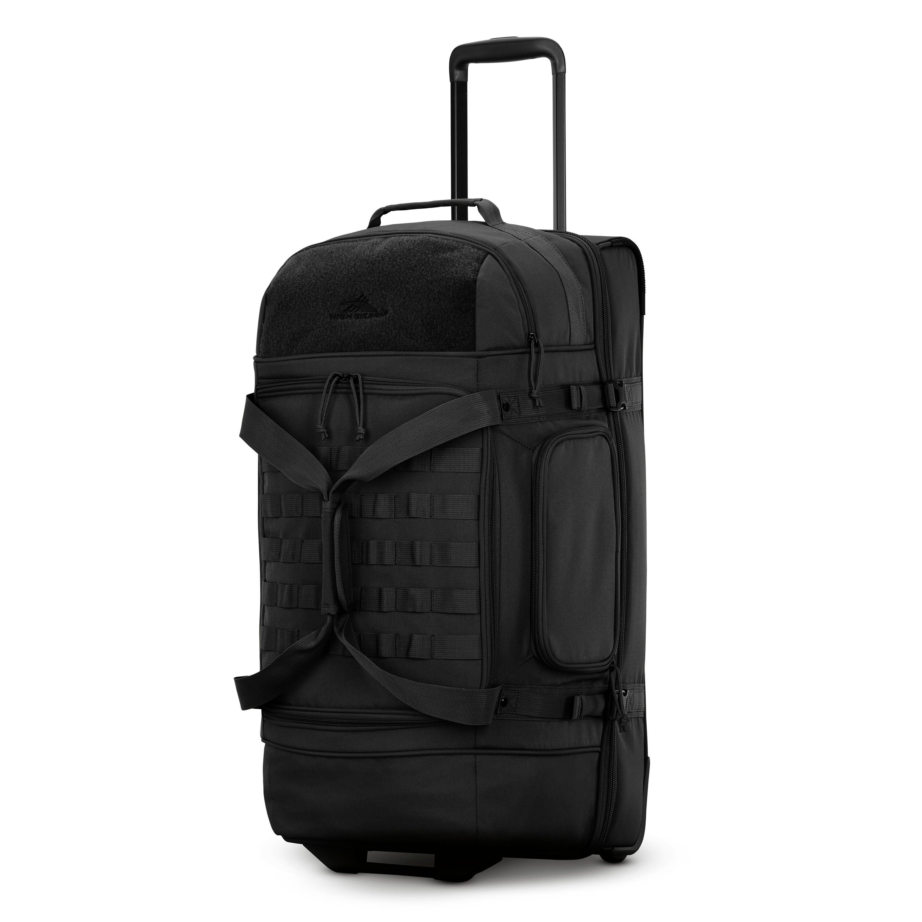 High Sierra Pathsetter Medium Wheeled Duffel in Black — front view