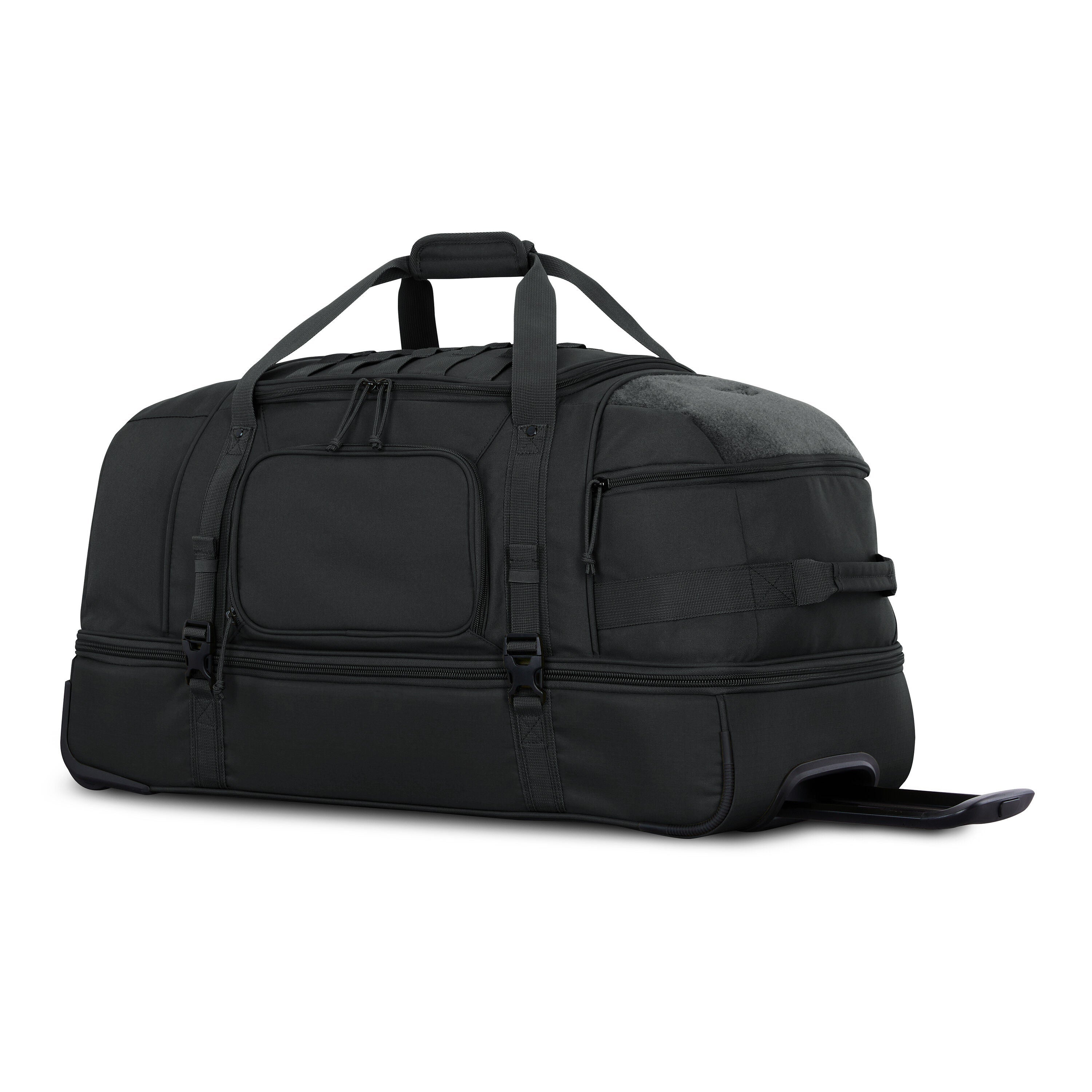 High Sierra Pathsetter Large Wheeled Duffel in Black — angle view 1