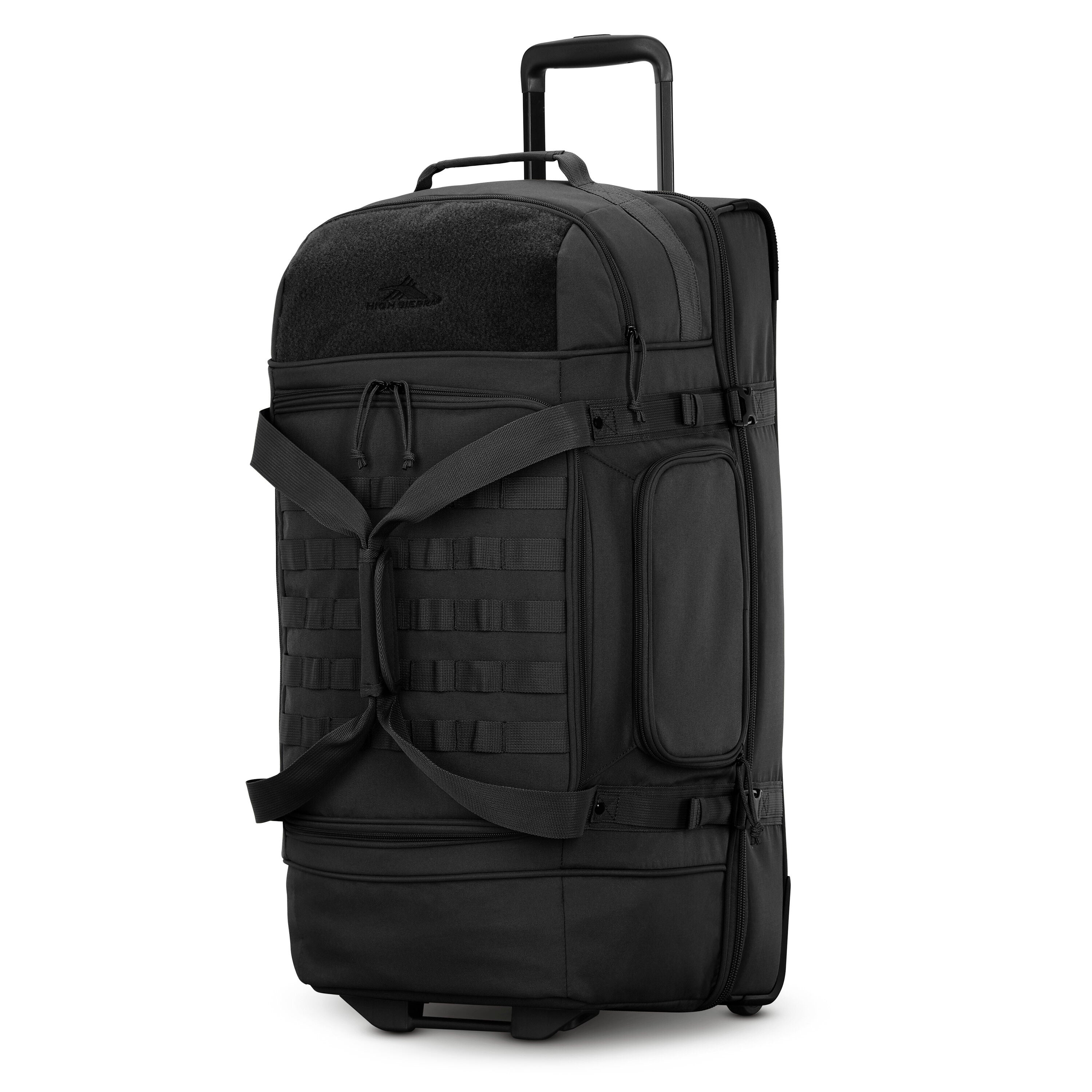 High Sierra Pathsetter Large Wheeled Duffel in Black — front view